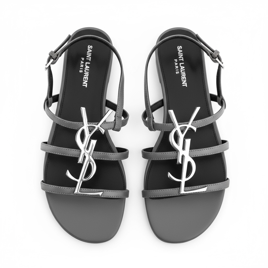 Sandália Saint Laurent Strappy Logo