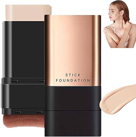  2 In 1 Anti Wrinkle Foundation Stick, Korea Flawless Eraser - Hydrating Lightweight, Double Head Foundation Make Up Stick with Brush,Multi-Use Face Makeup Contour