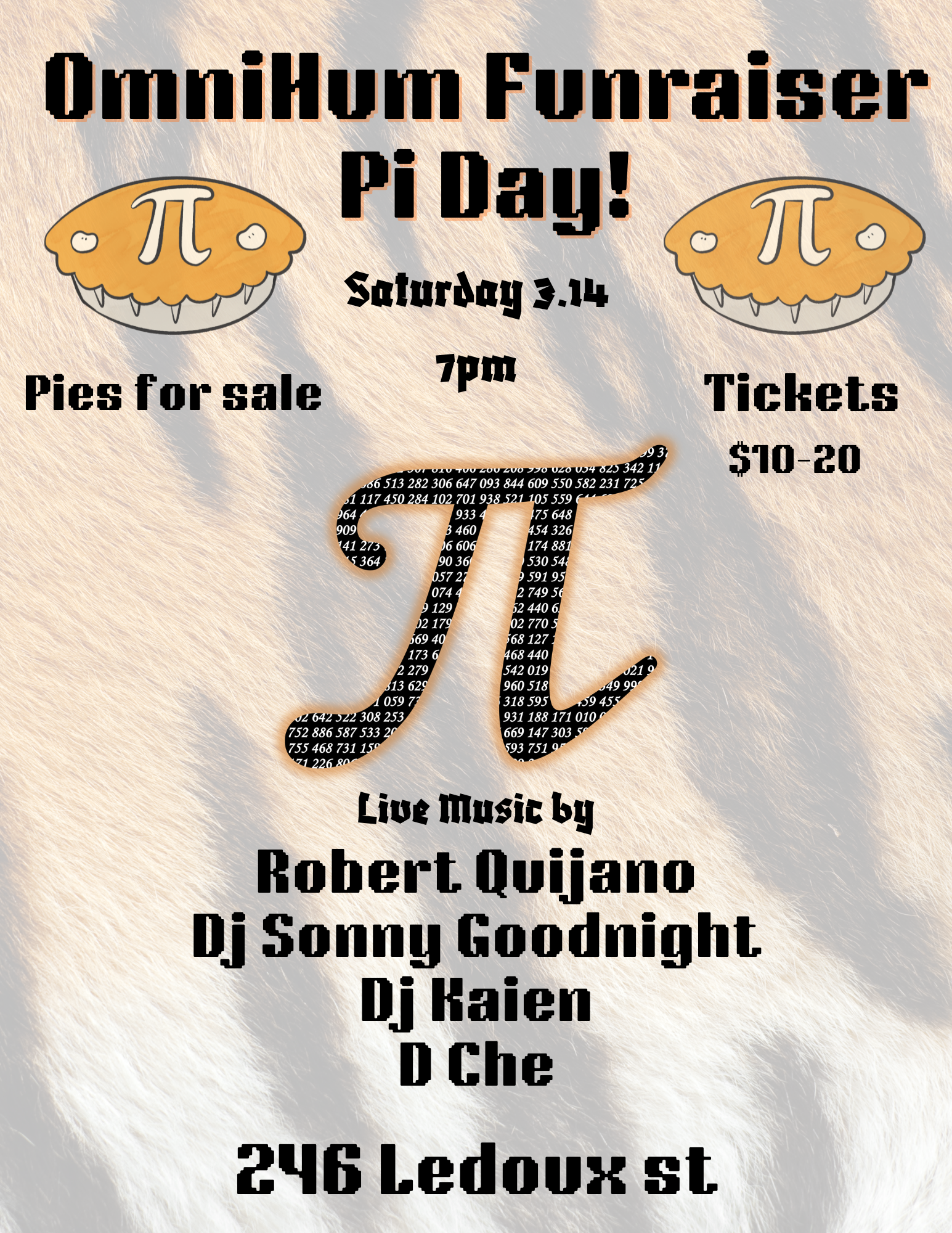 OmniHum Fundraiser Pi Day! March 14th Saturday, 7pm