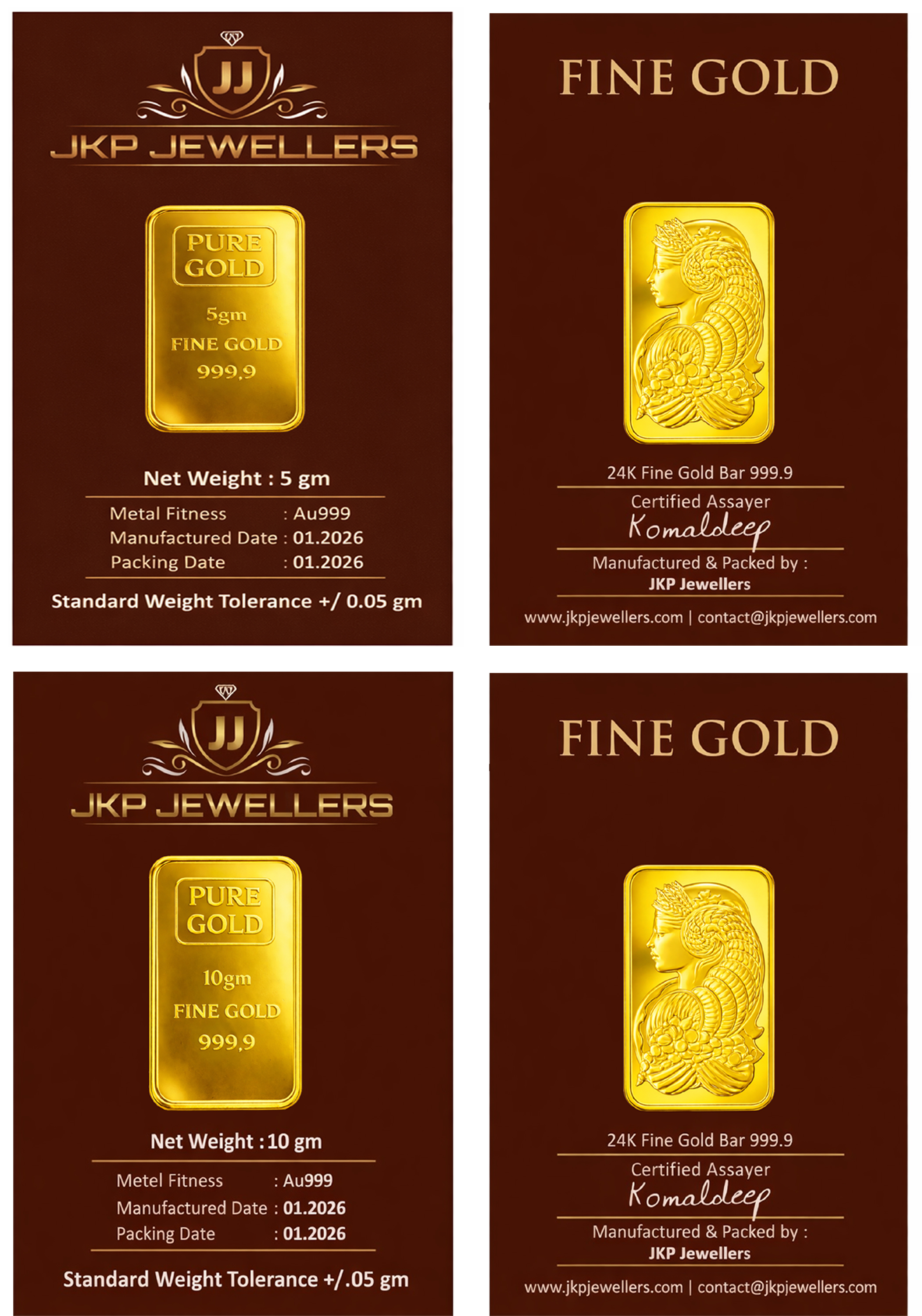 JKP Jewellers 24K Pure Gold Bar 5+10 Gram (999.9 Purity) | Certified Fine Gold Investment Bar | Tamper-Proof Secure Packaging | Ideal for Investment & Gifting