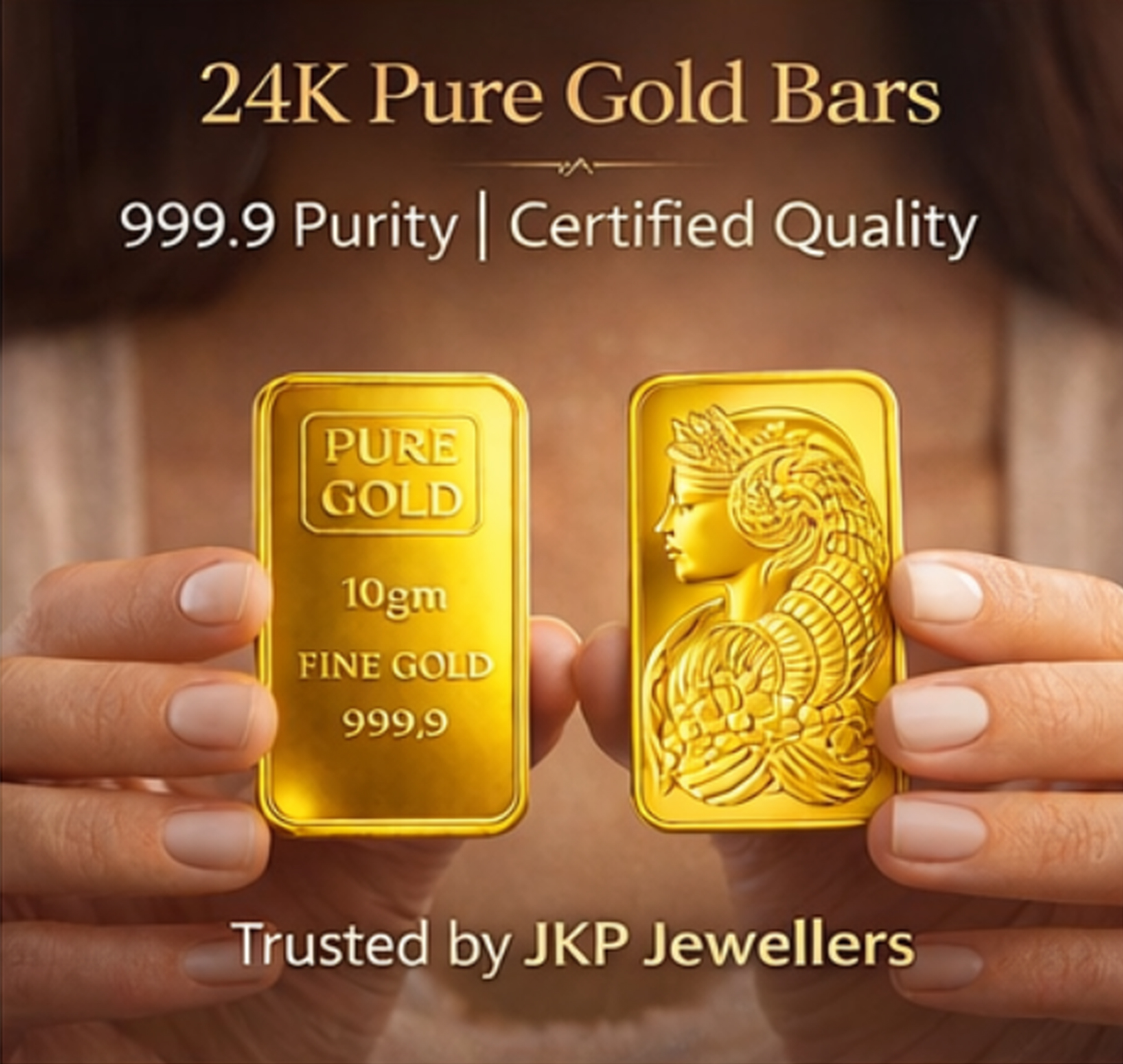 JKP Jewellers 24K Pure Gold Bar 10+10 Gram (999.9 Purity) | Certified Fine Gold Investment Bar | Tamper-Proof Secure Packaging | Ideal for Investment & Gifting