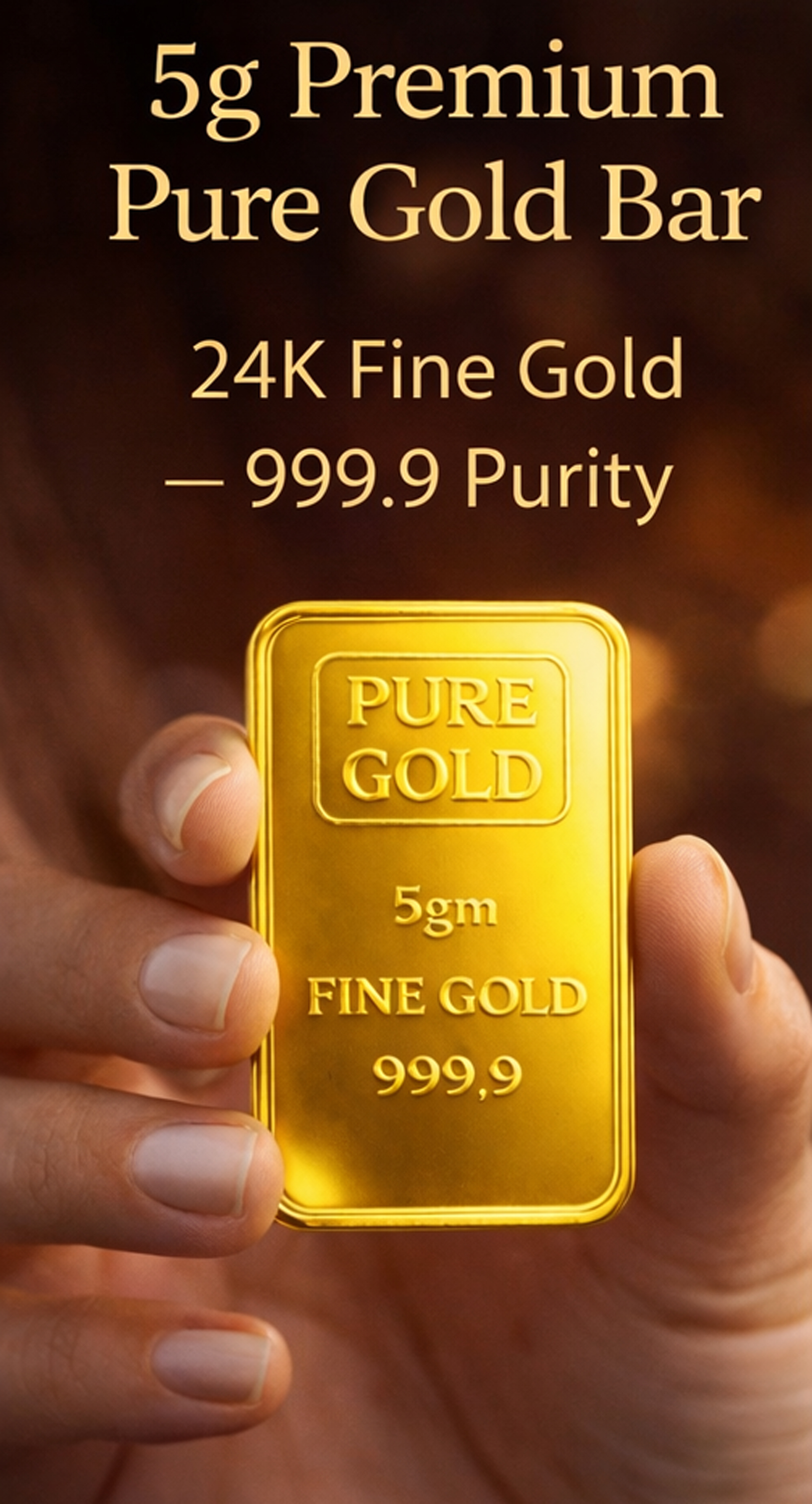 JKP Jewellers 24K 999.9 Pure Gold Bar 5 Gram | Fine Gold Investment Bar | Secure Tamper Proof Packaging | Ideal for Investment & Gifting