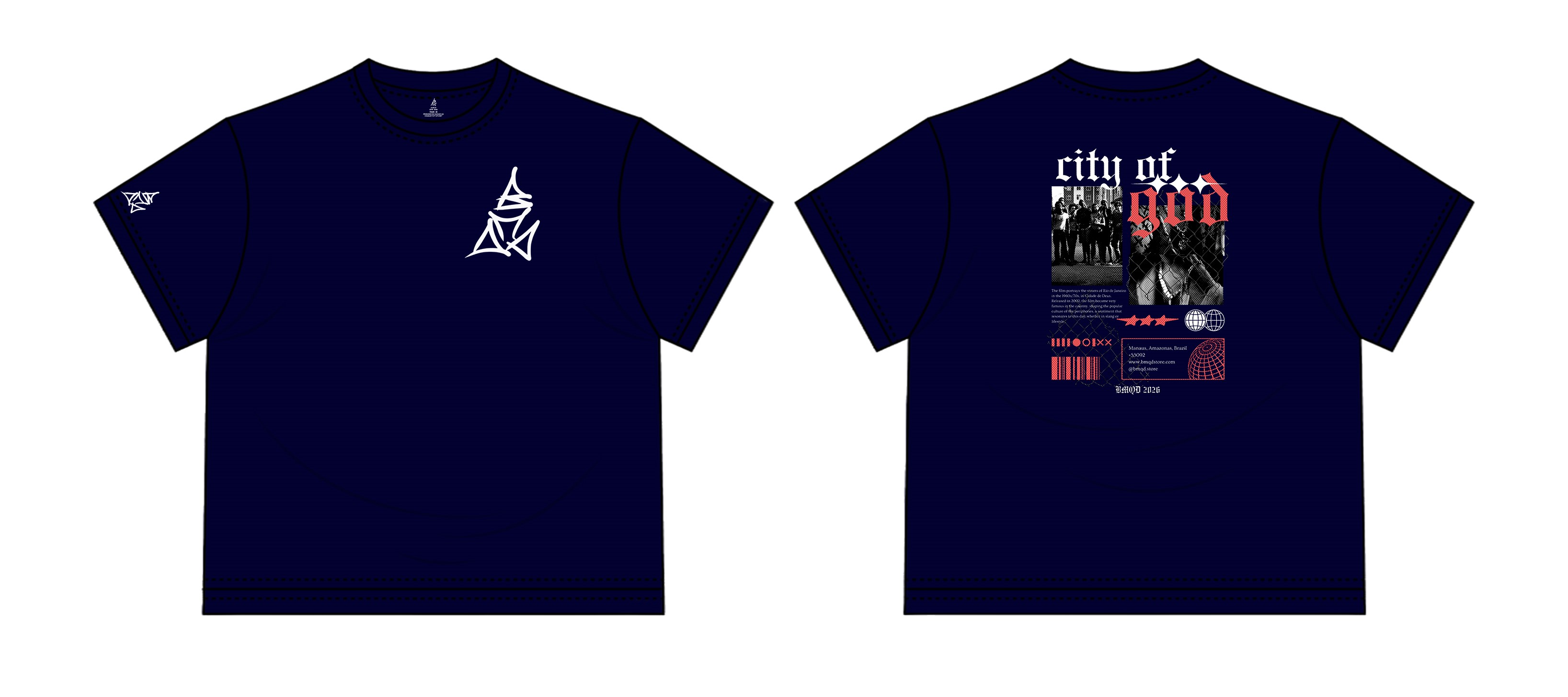 Camiseta "City of God" - Azul