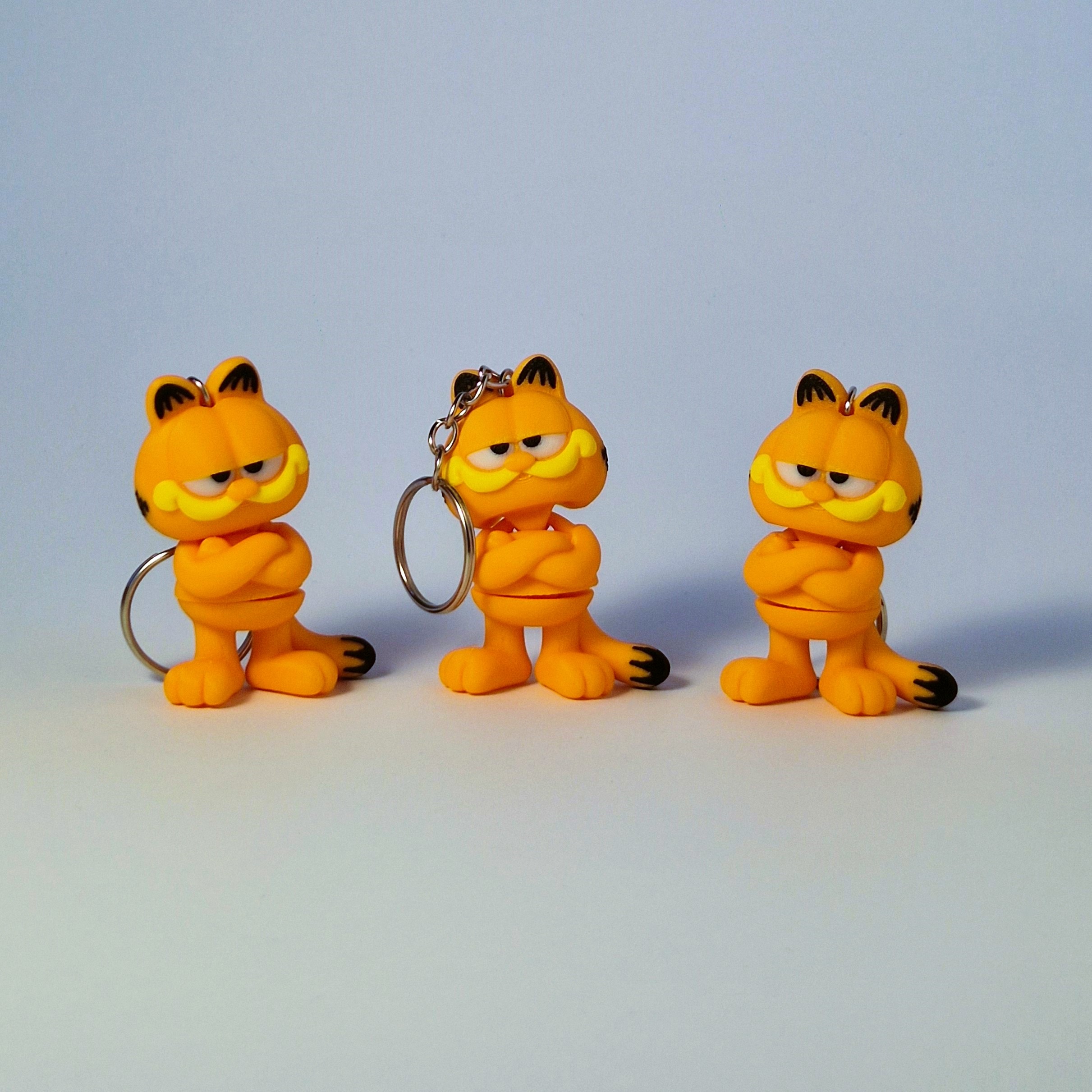 Garfildo raktų pakabukas – 3D spausdintas judantis katinas