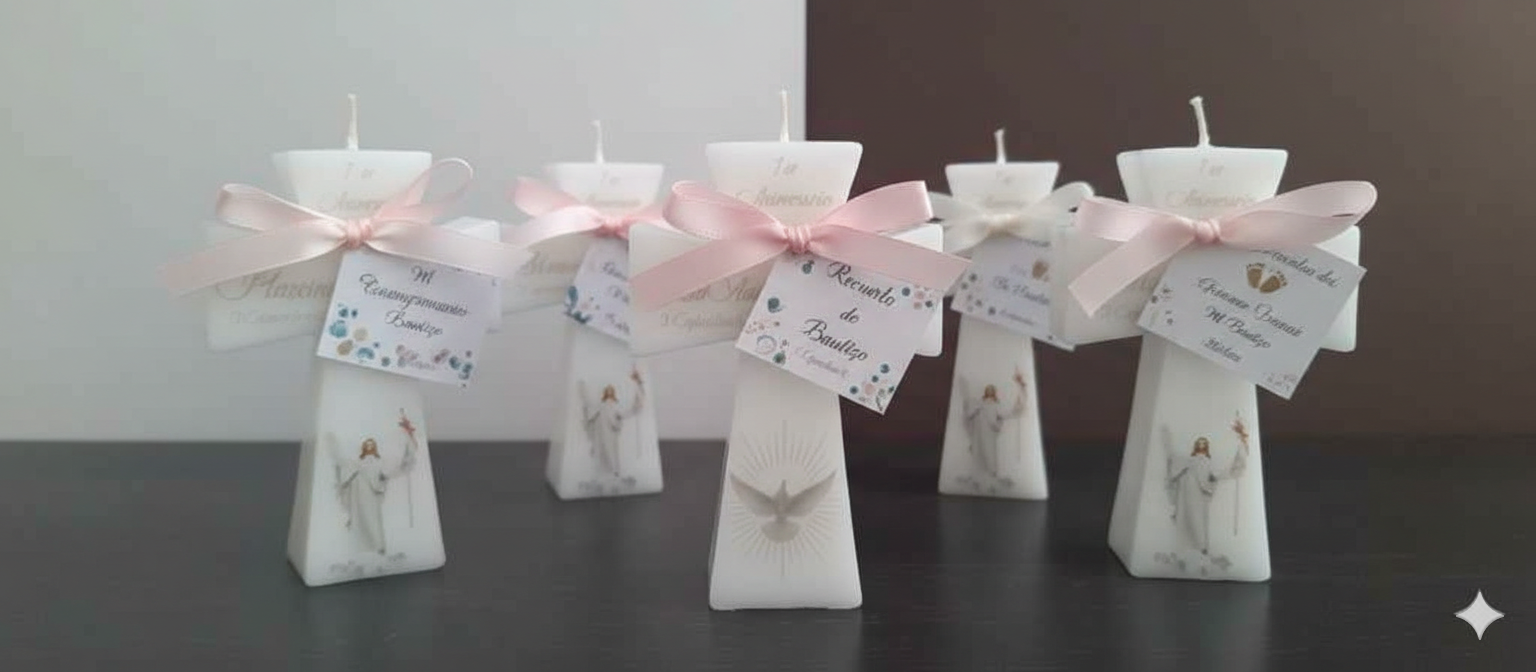 Vela de Cruz Artesanal "Luz de Fe"