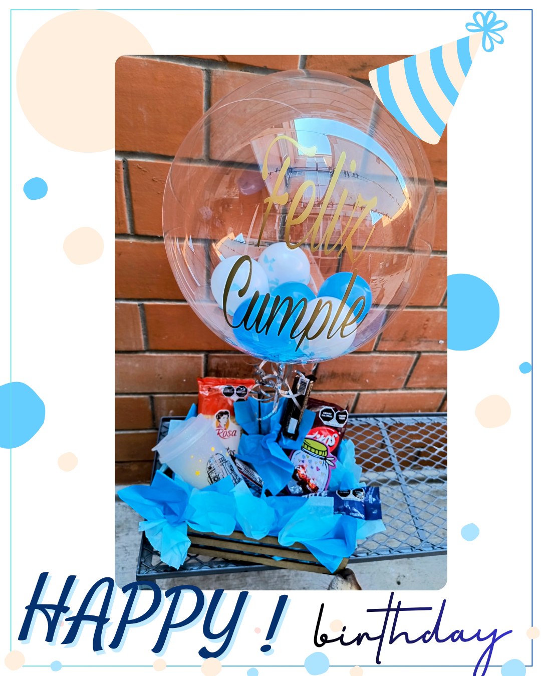 Caja Sorpresa con Globo de Cumpleaños