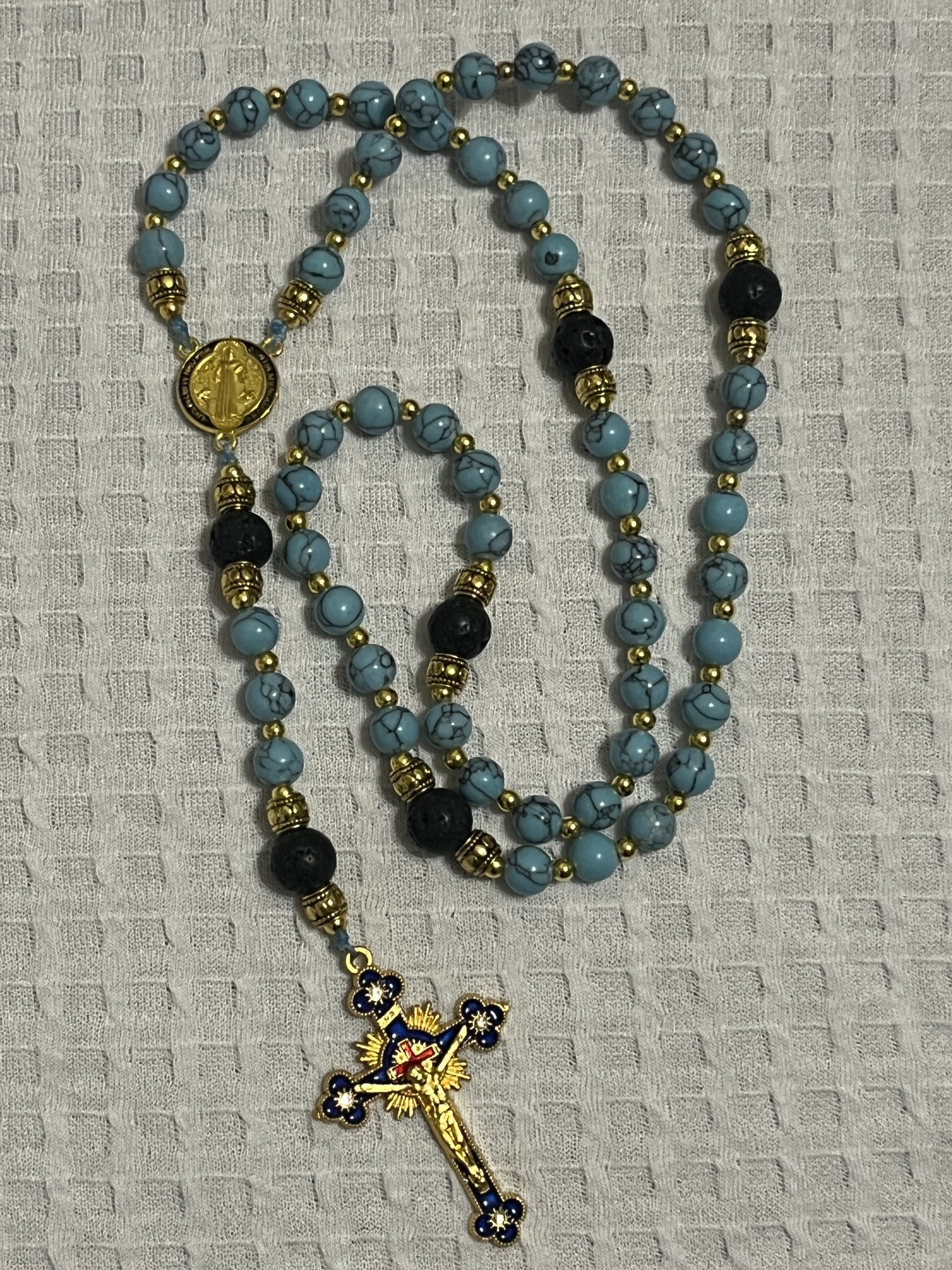 Turquoise Gold Rosary Beads
