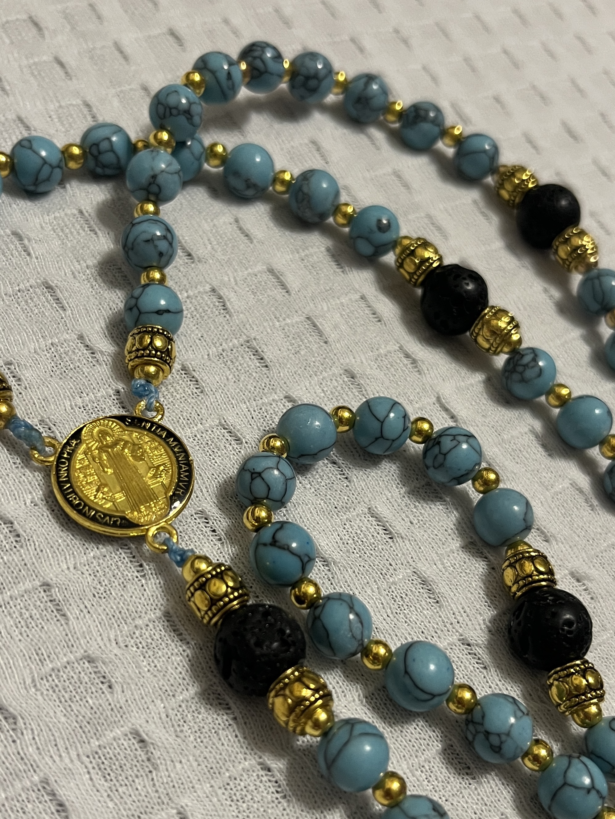 Turquoise Gold Rosary Beads