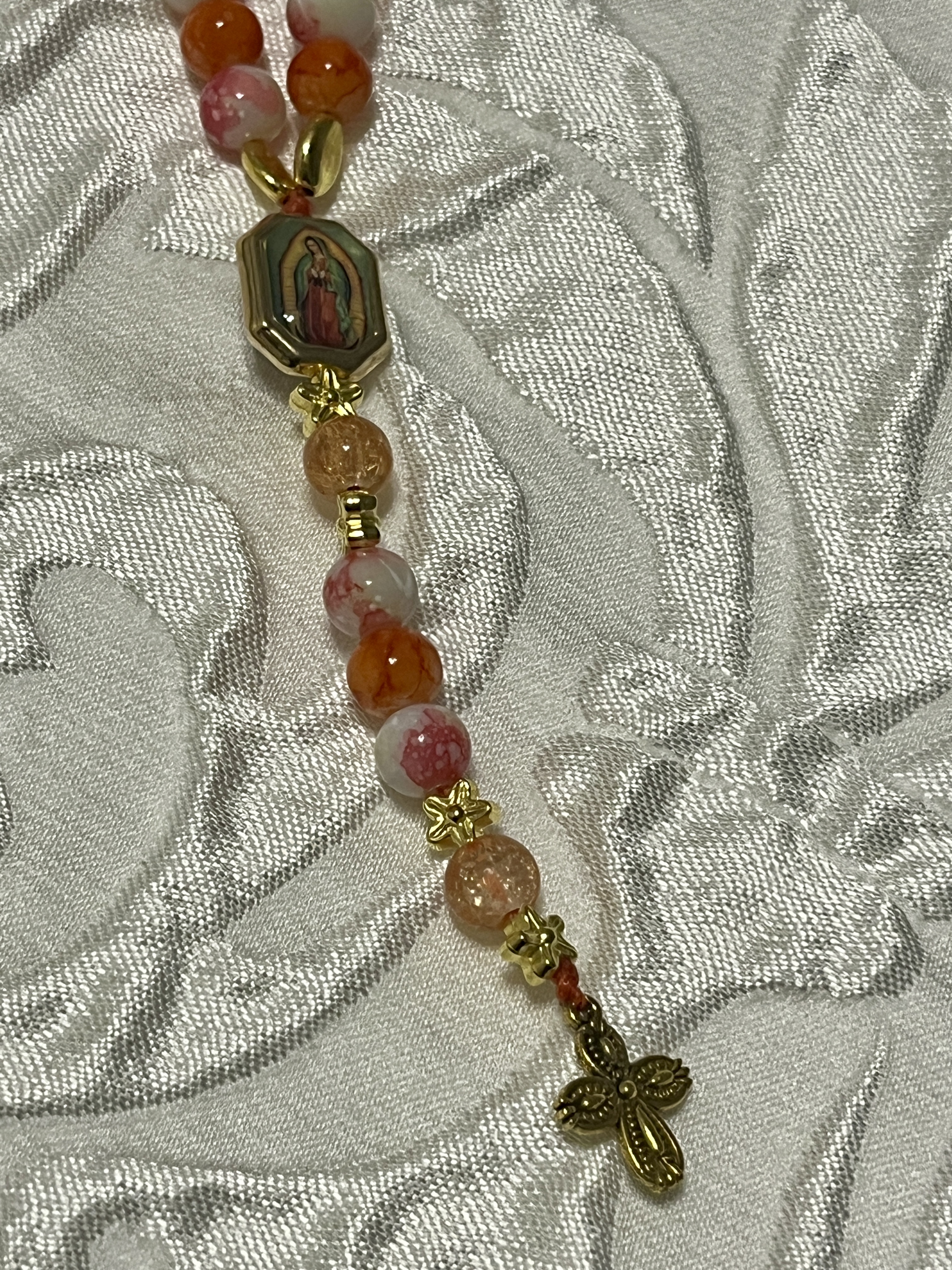 Handcrafted Orange Rosary Beads