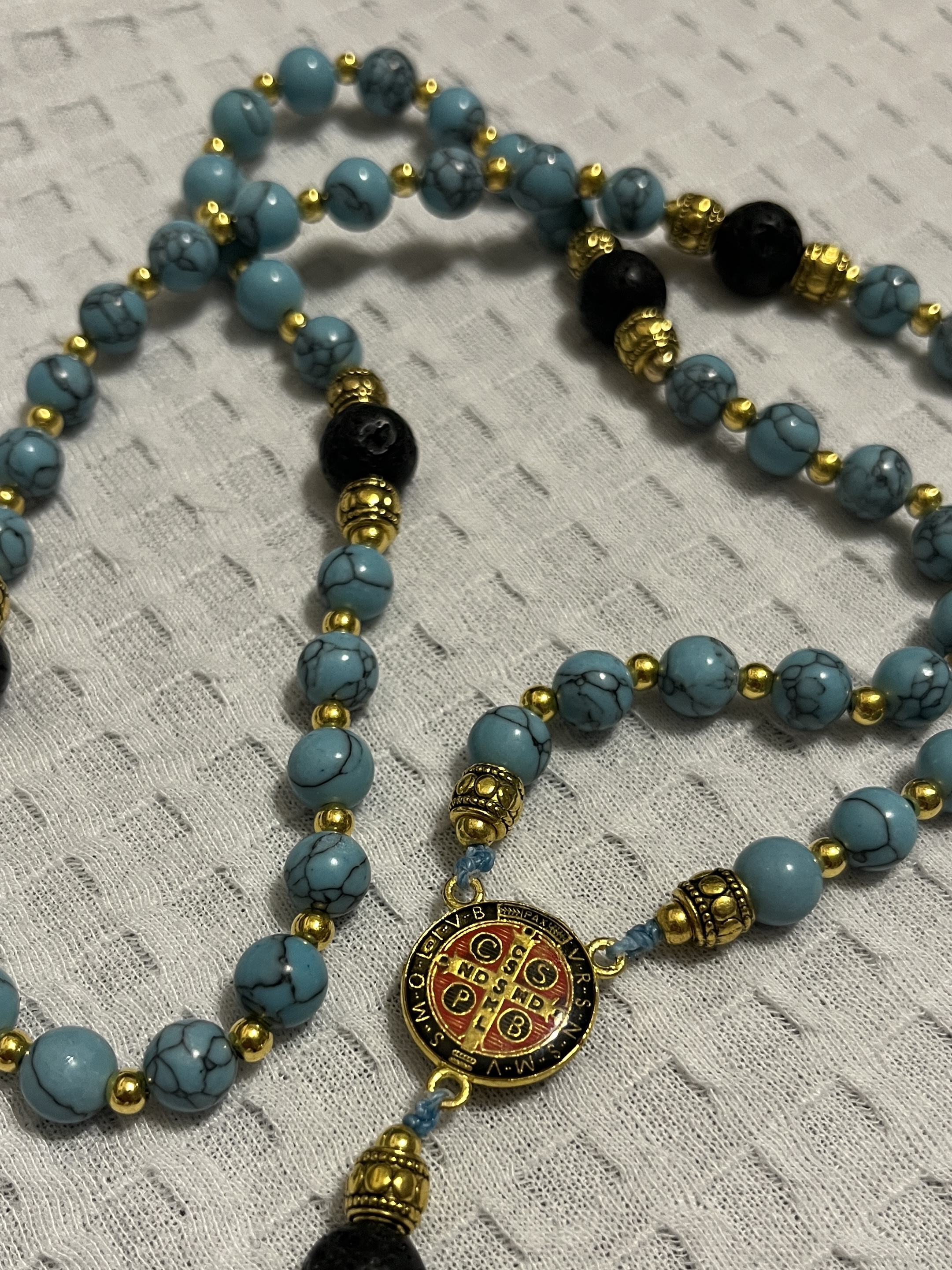 Turquoise Gold Rosary Beads