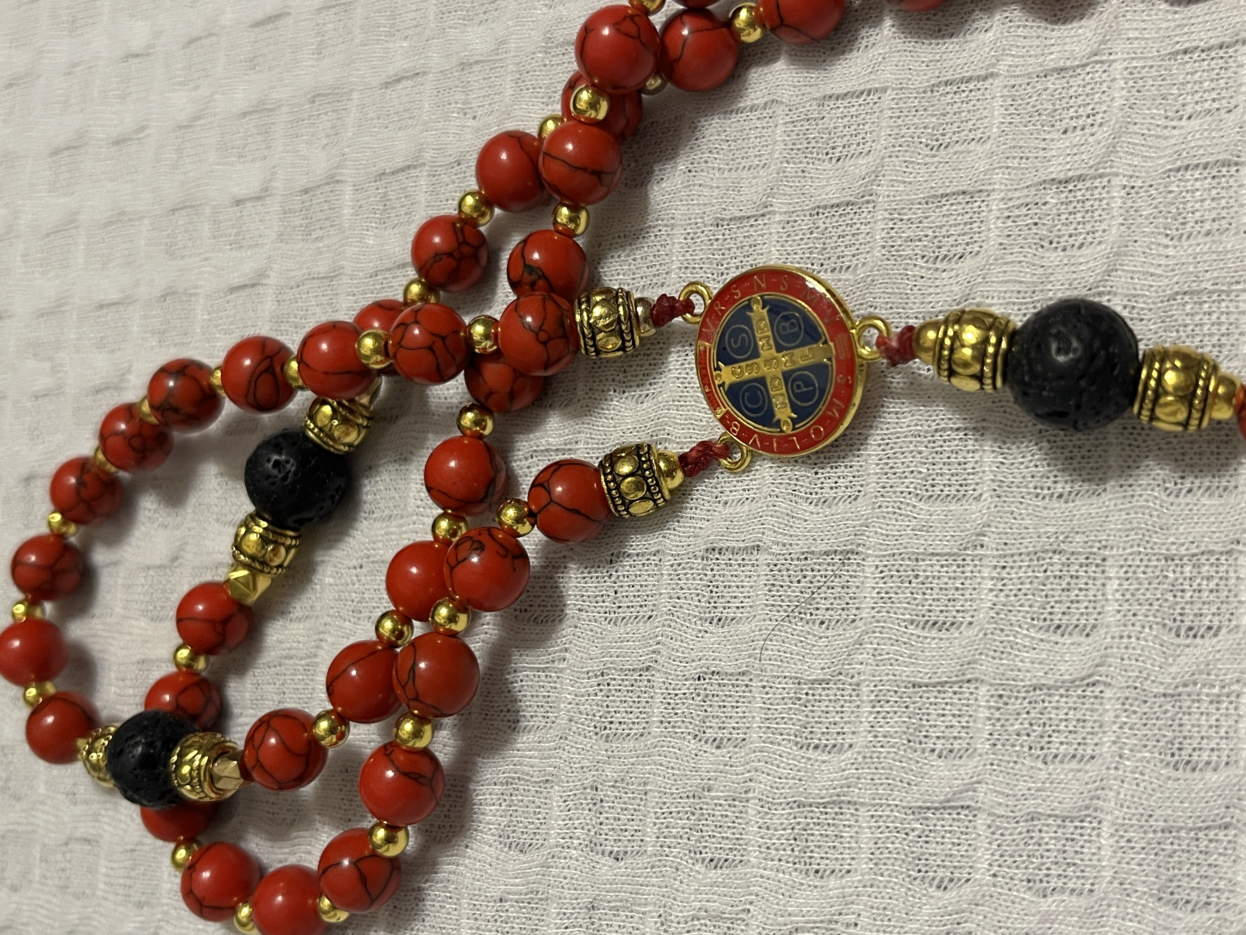 Red and Gold Rosary Beads