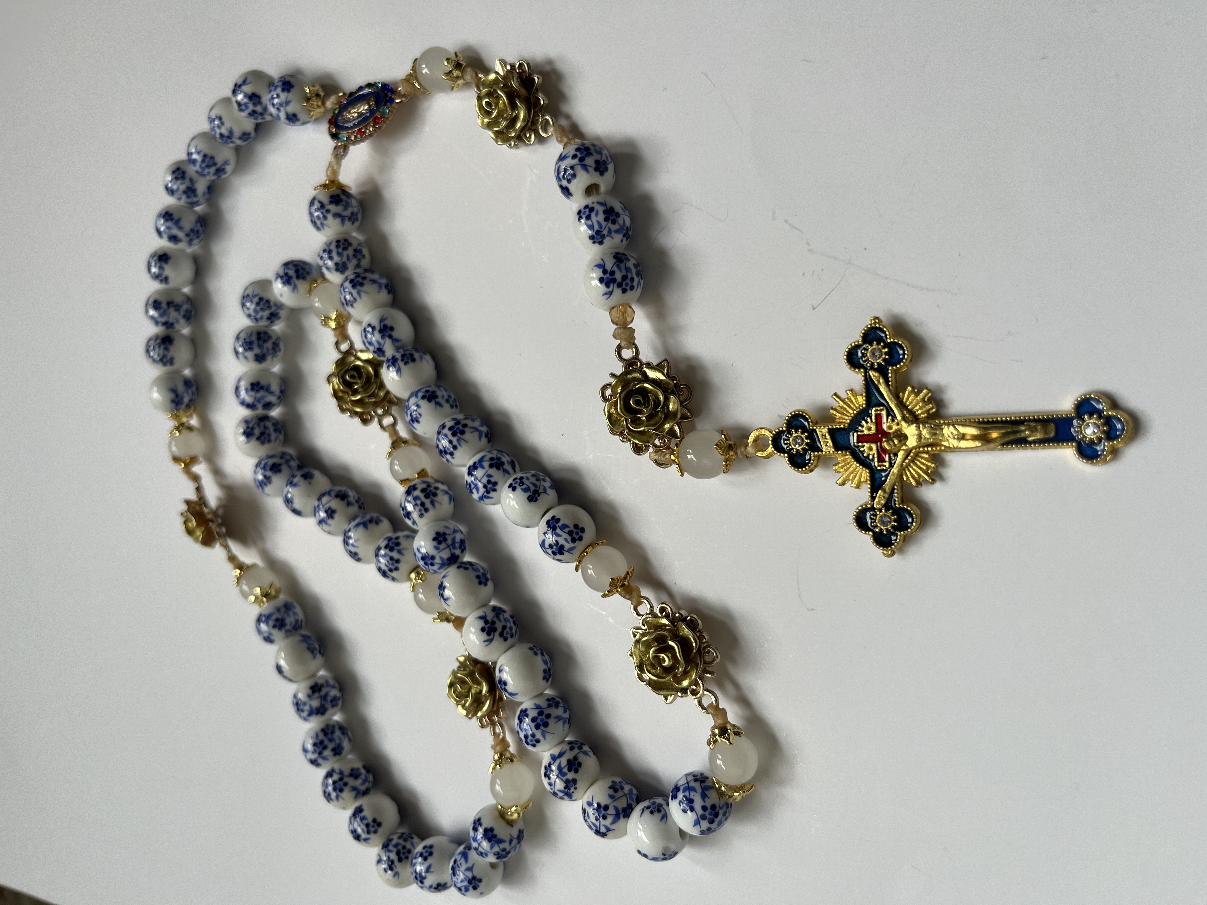 Blue & White Porcelain Rosary