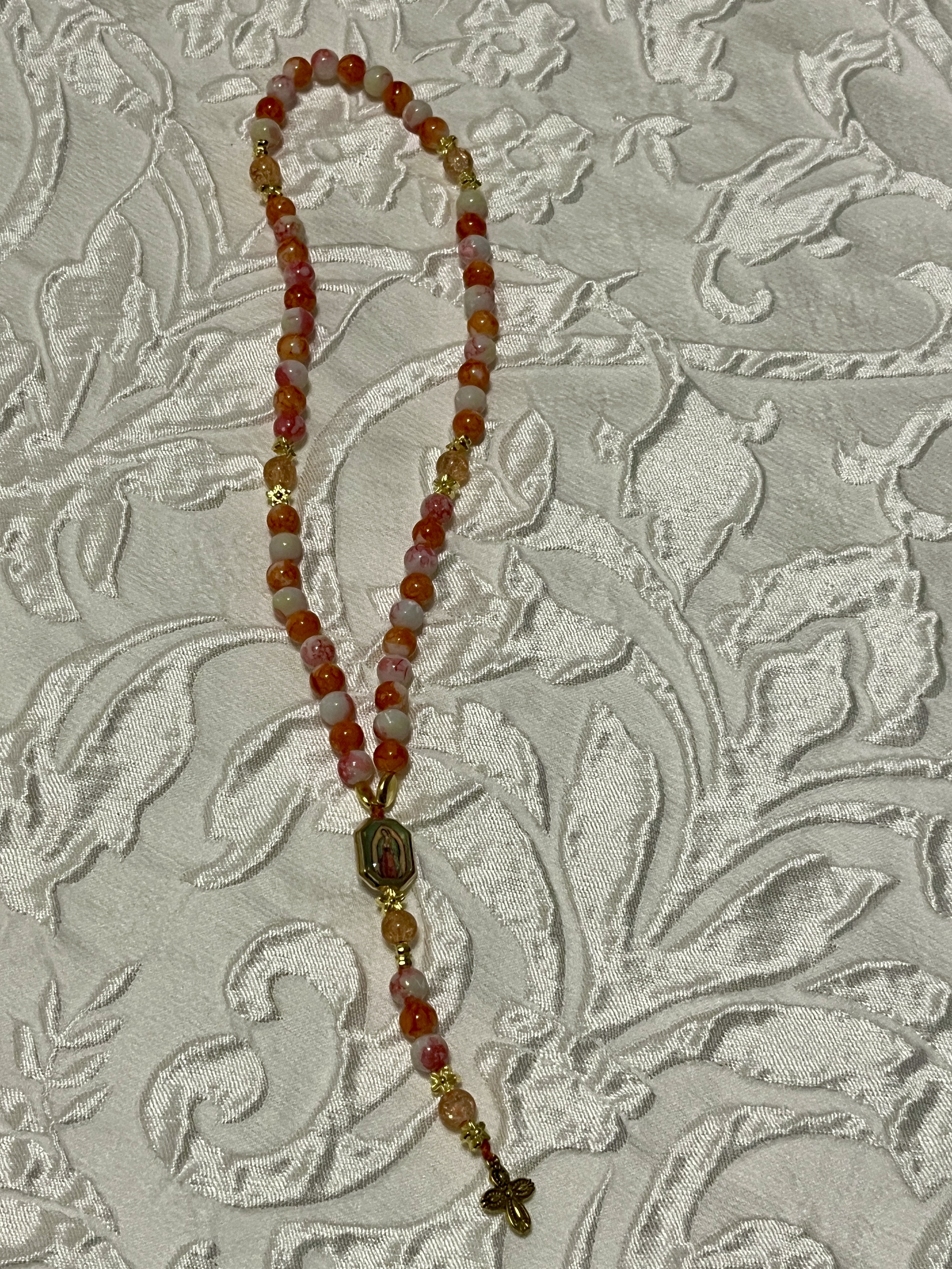Handcrafted Orange Rosary Beads