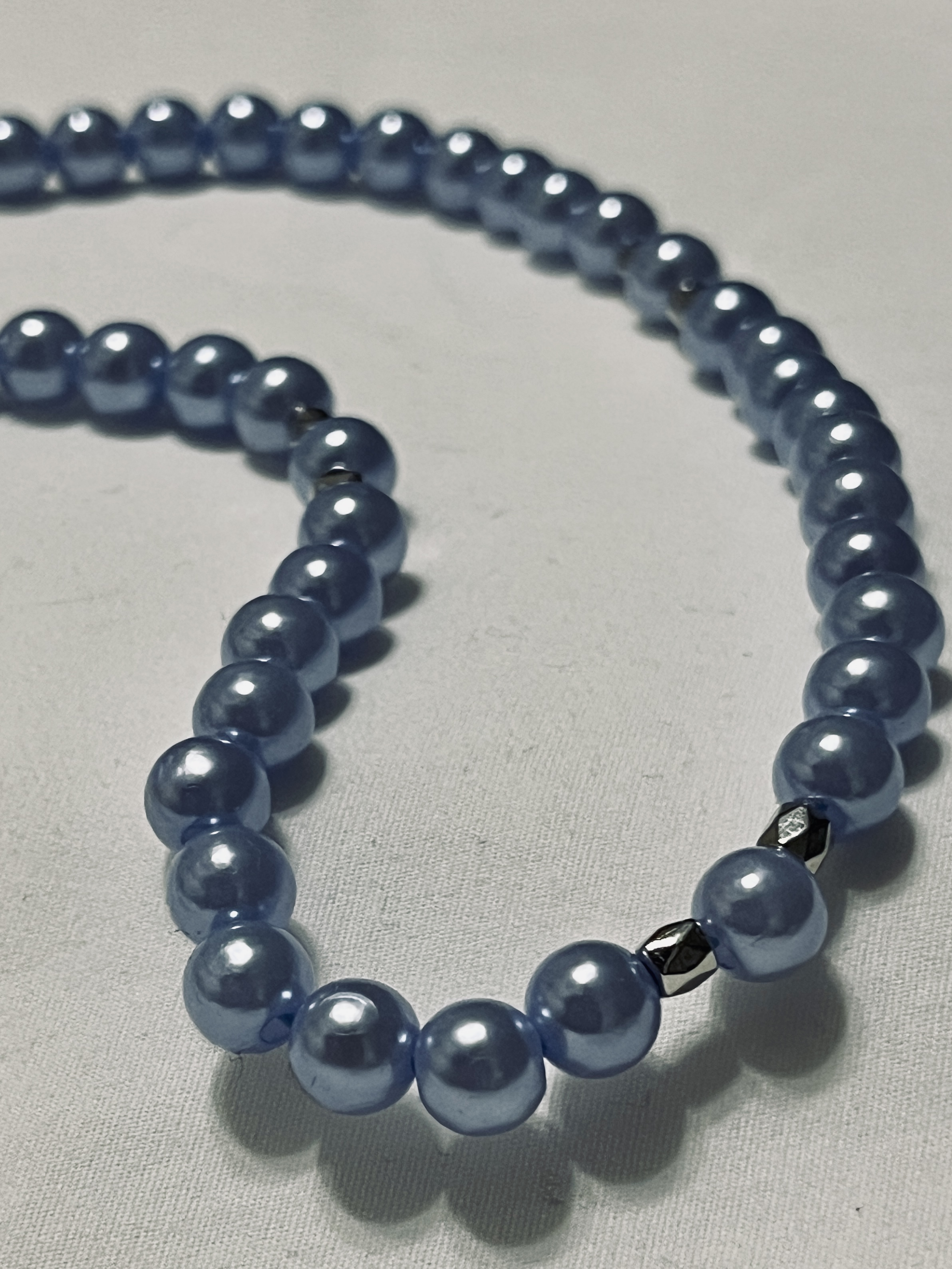 Faux Blue Pearl Bead Rosario