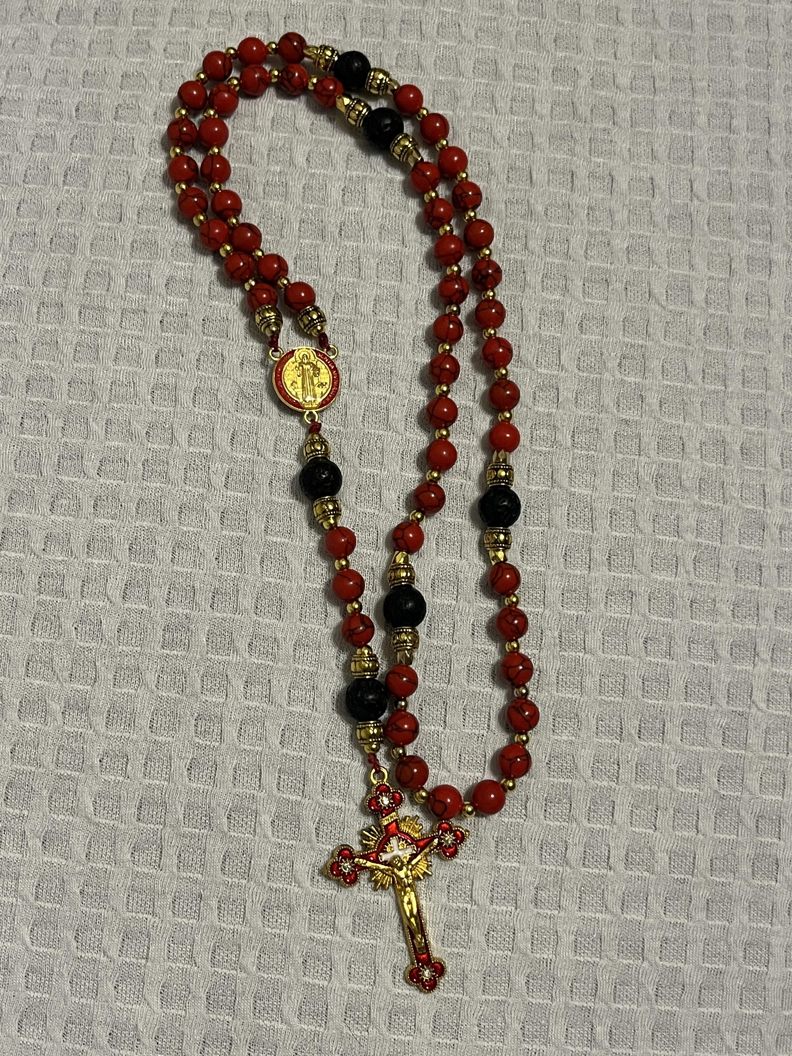 Red and Gold Rosary Beads
