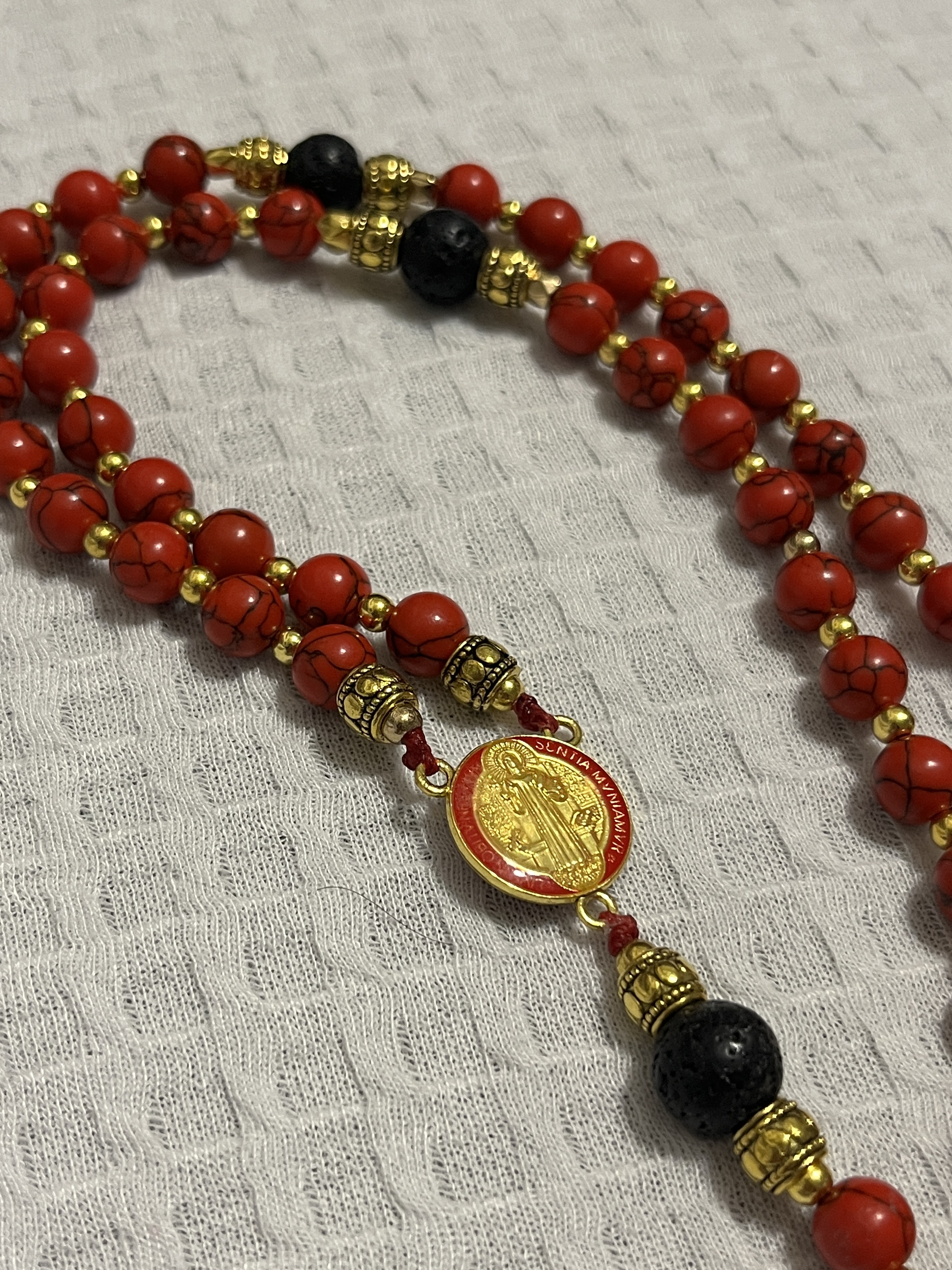 Red and Gold Rosary Beads
