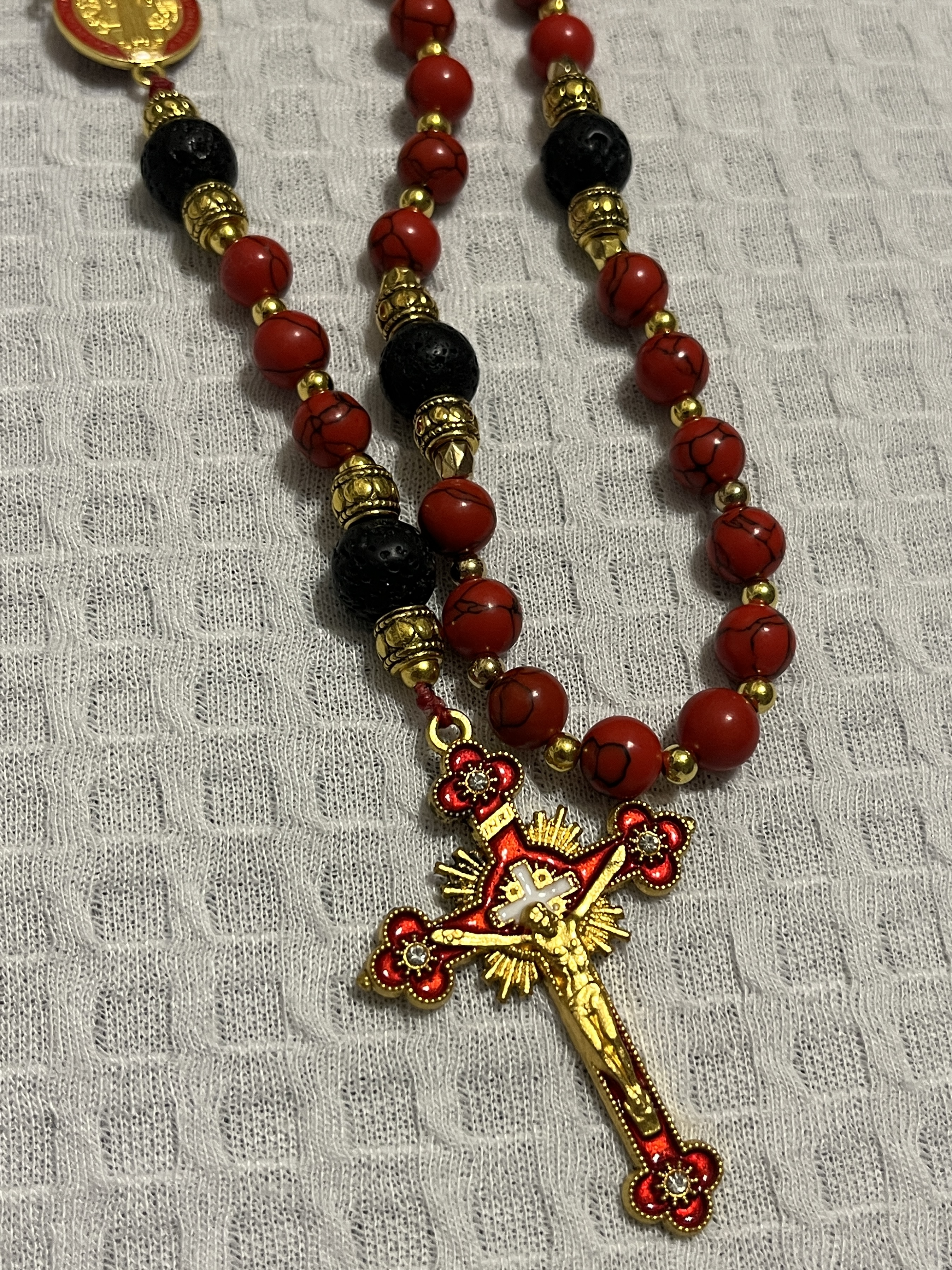 Red and Gold Rosary Beads