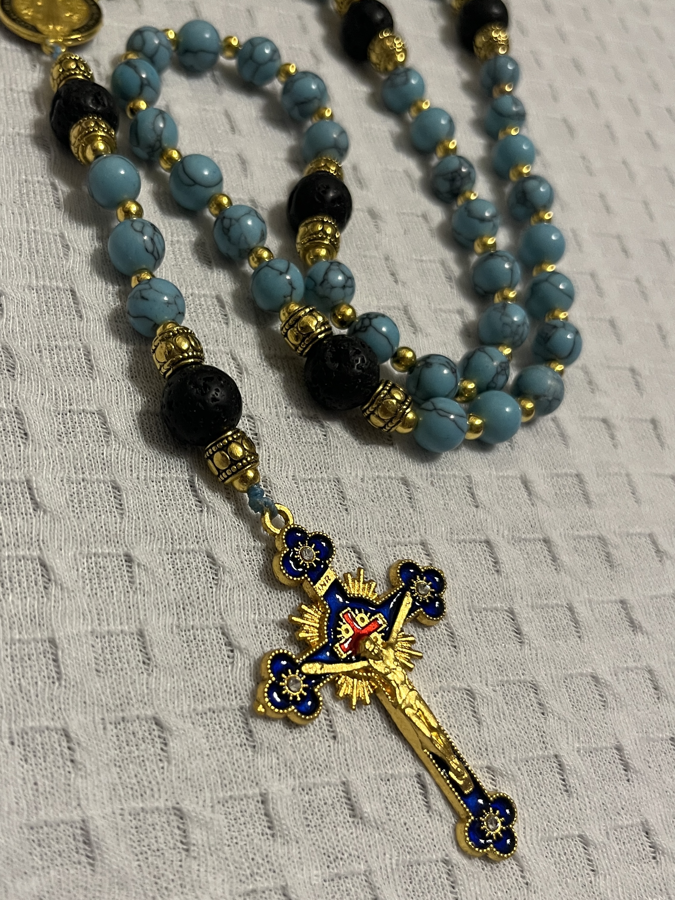 Turquoise Gold Rosary Beads