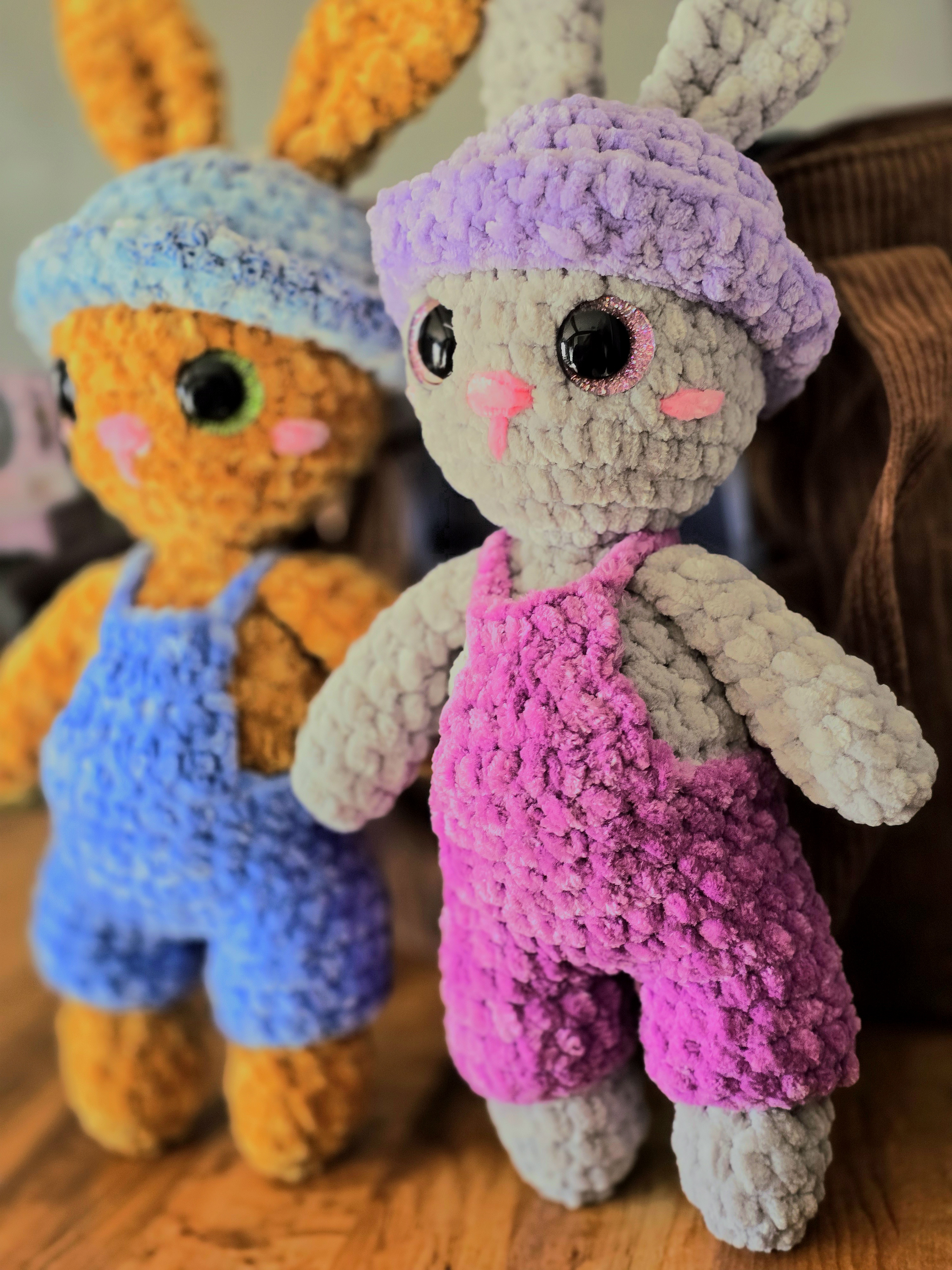 Plush Bunny Dolls in Overalls