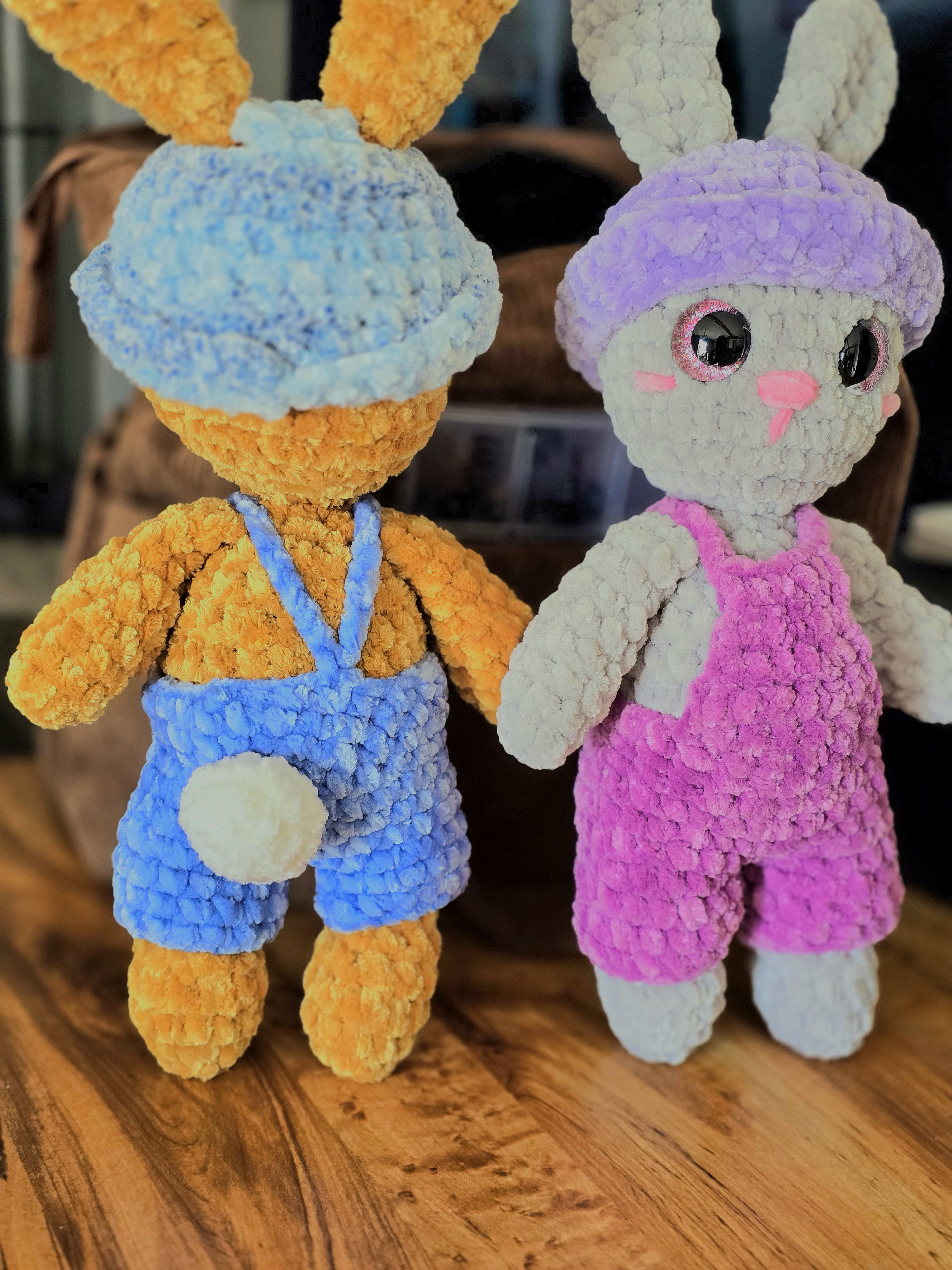 Plush Bunny Dolls in Overalls 