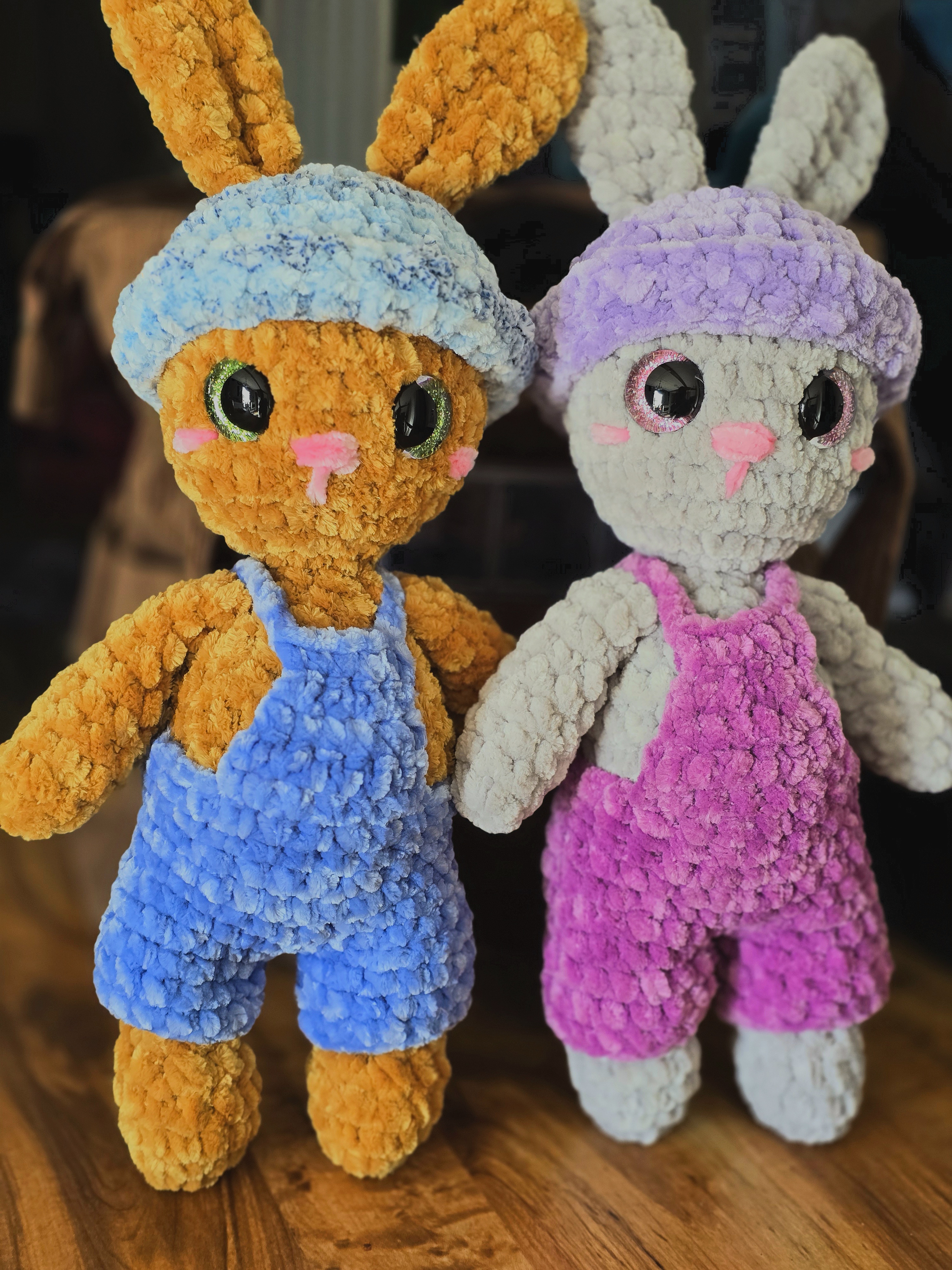 Plush Bunny Dolls in Overalls 