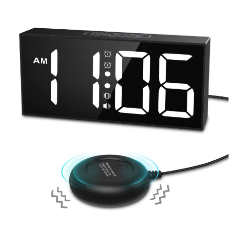 Digital Alarm Clock with Vibration Pad