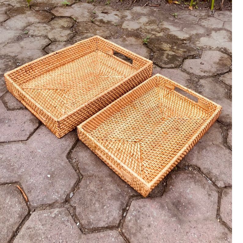 Square Rattan Serving Tray 