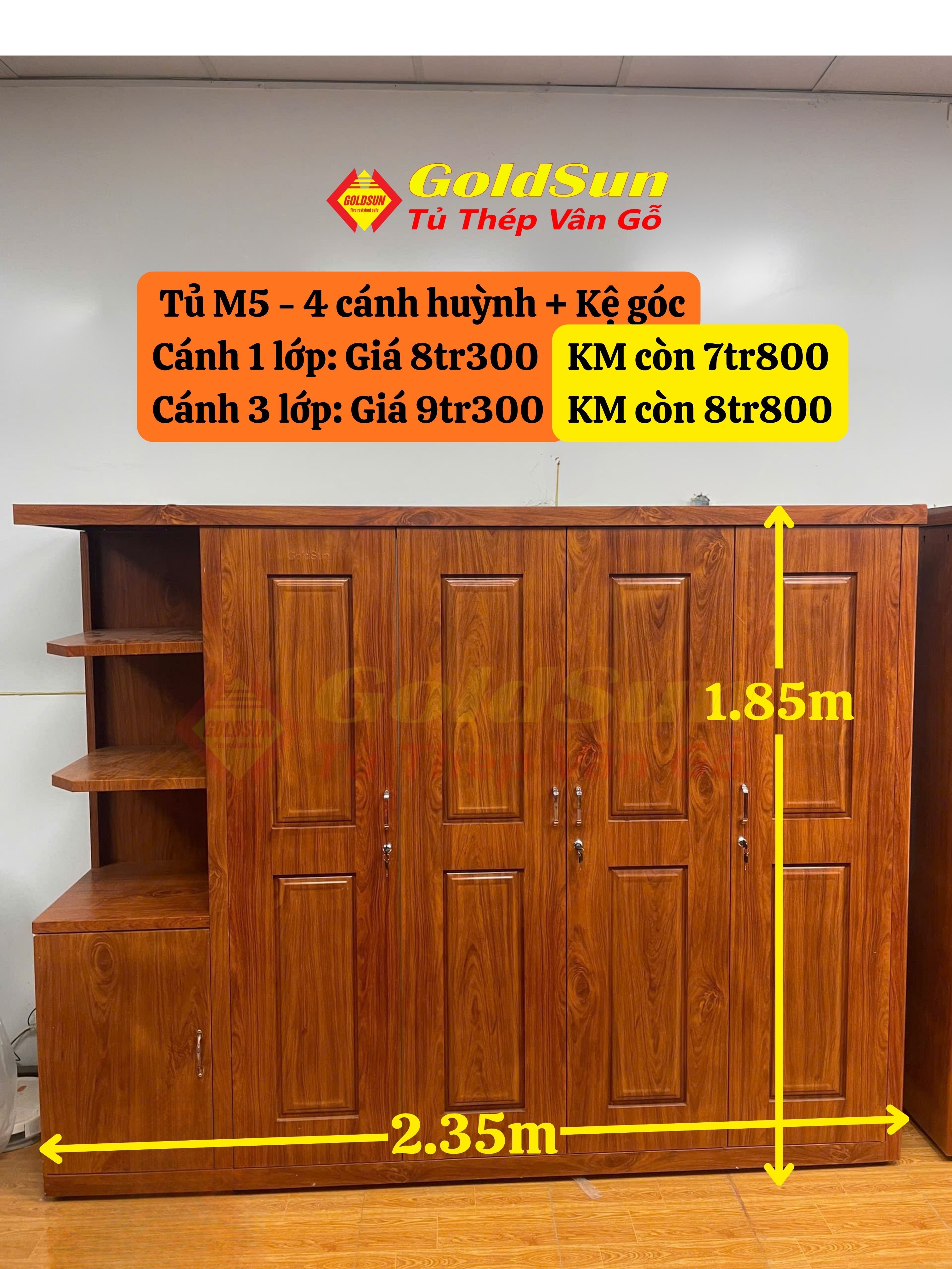 Tủ M5-4 Cánh Huỳnh Liền Kệ Góc Trái