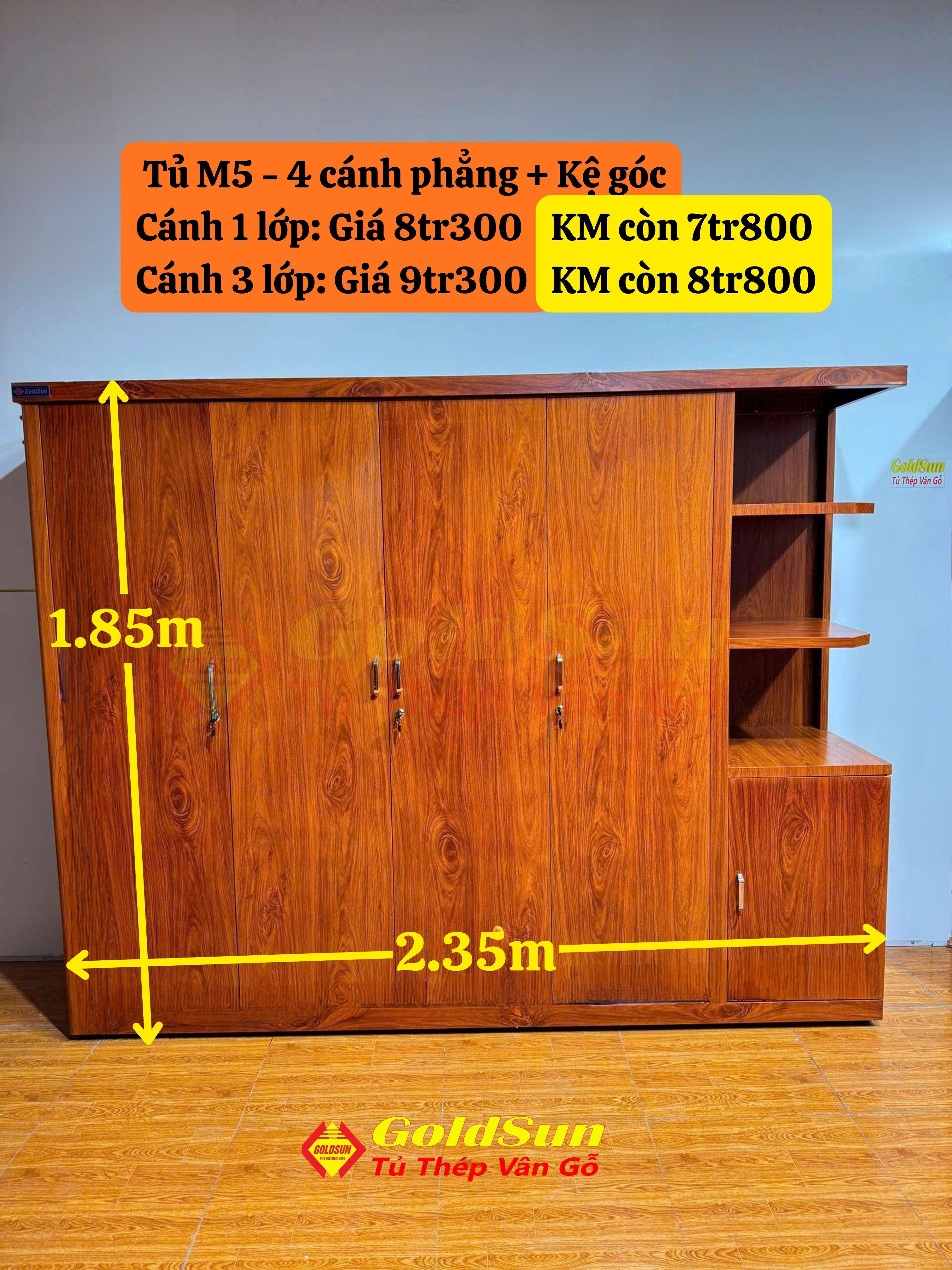 Tủ M5-4 Cánh Phẳng Liền Kệ Góc Phải