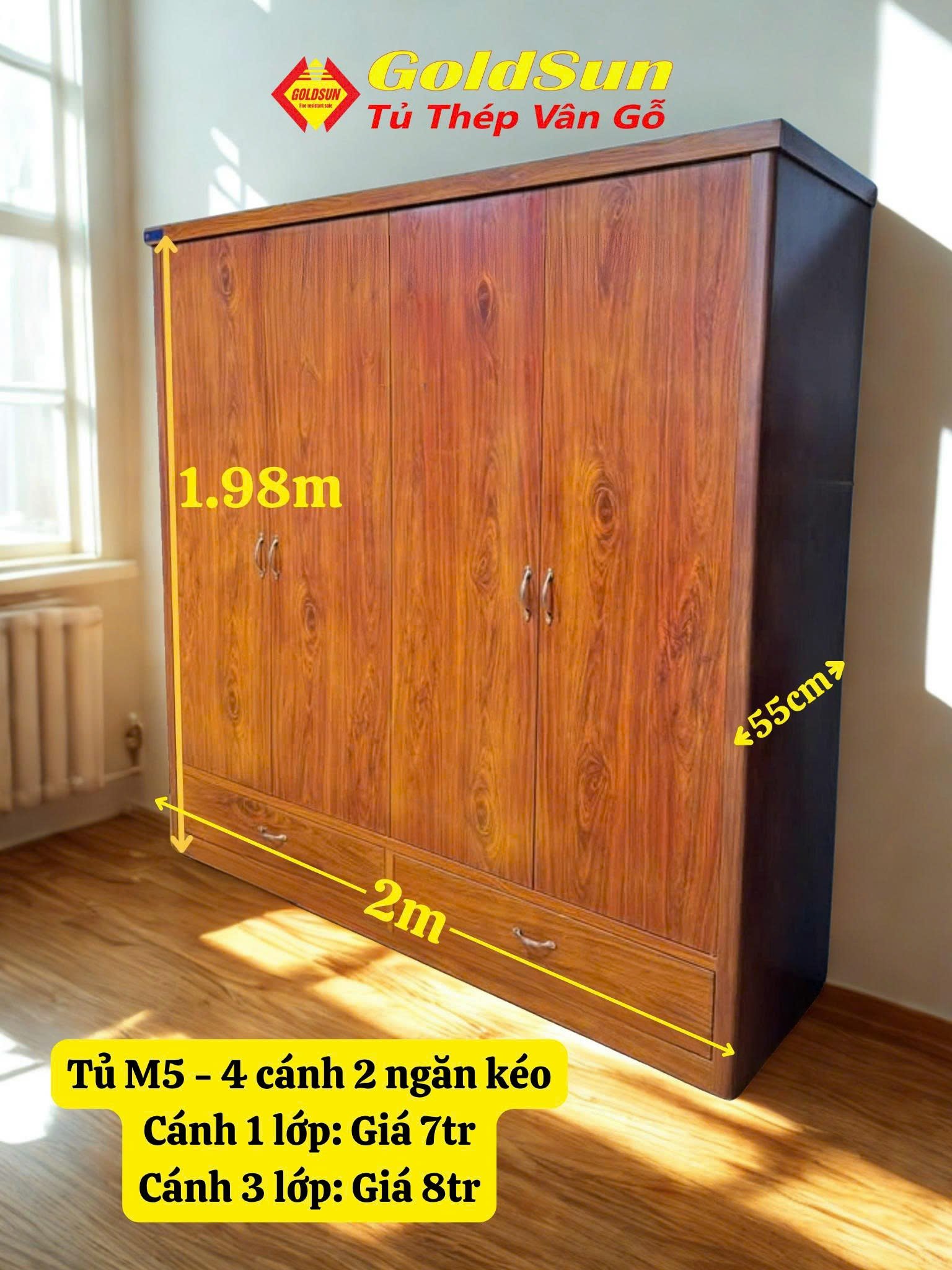 Tủ M5-4 Cánh 2 Ngăn Kéo