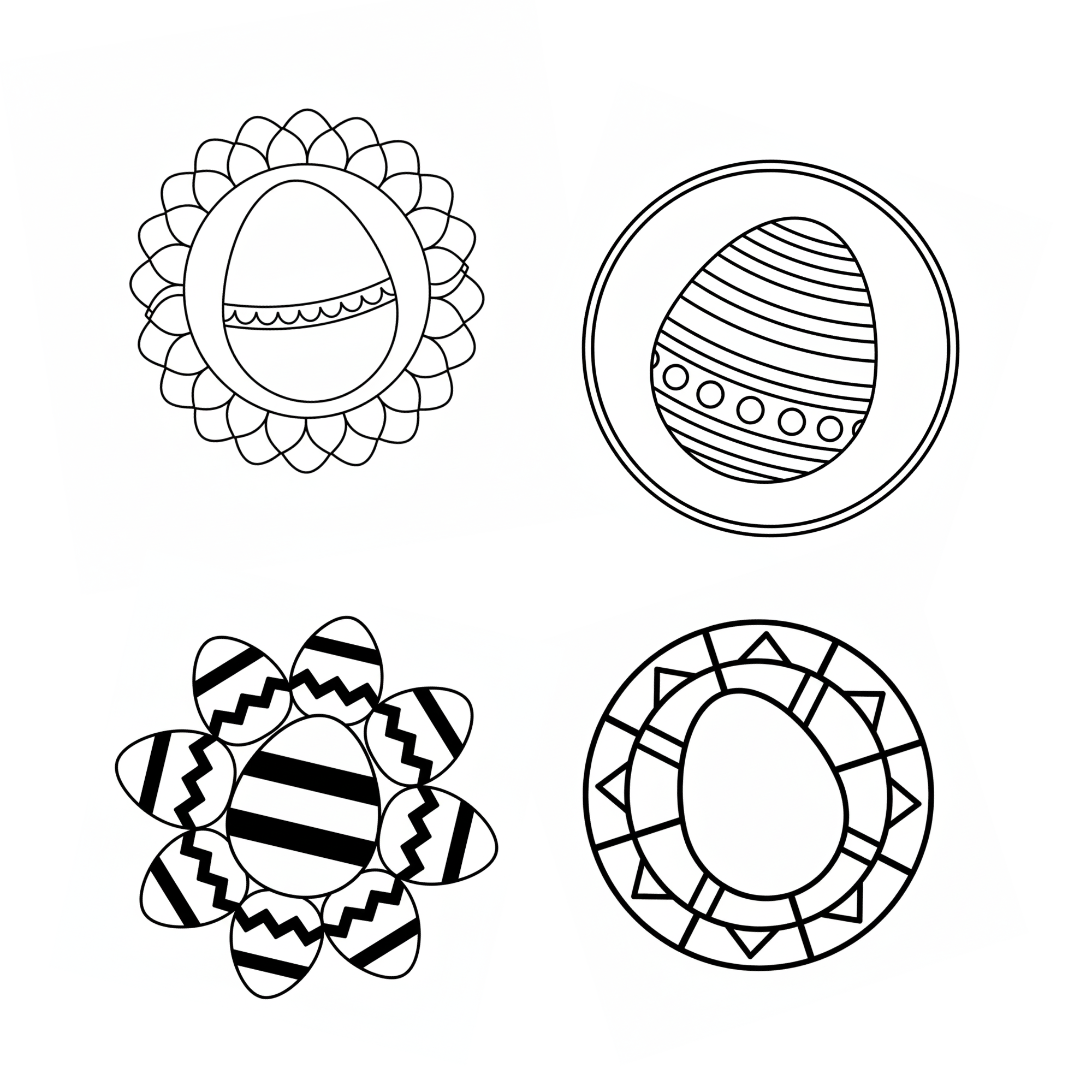 Easy Easter Egg Mandala Coloring Page