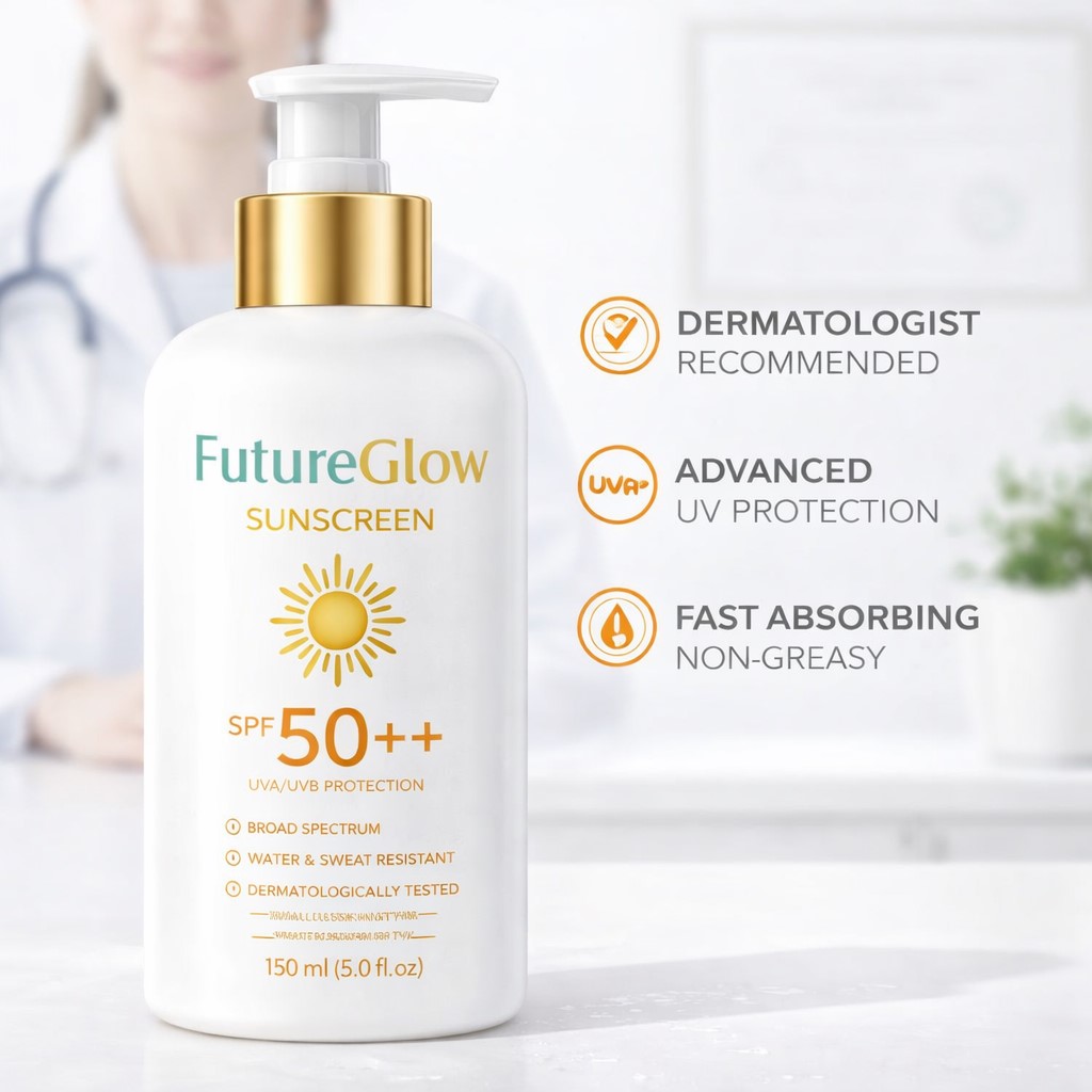 FutureGlow SPF 50++ Sunscreen | Protect Skin from Sun Damage