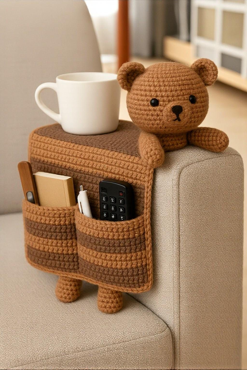 Knitted Bear Sofa Organizer