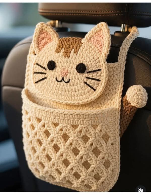 Crochet Cat Car Organizer