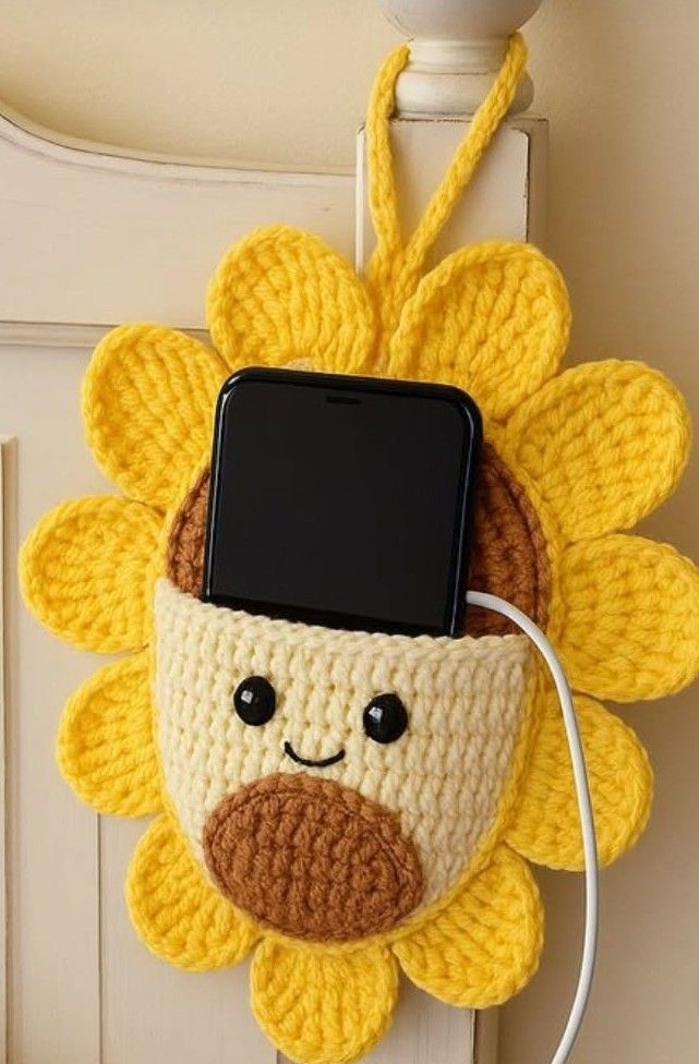 Sunflower Crochet Phone Holder