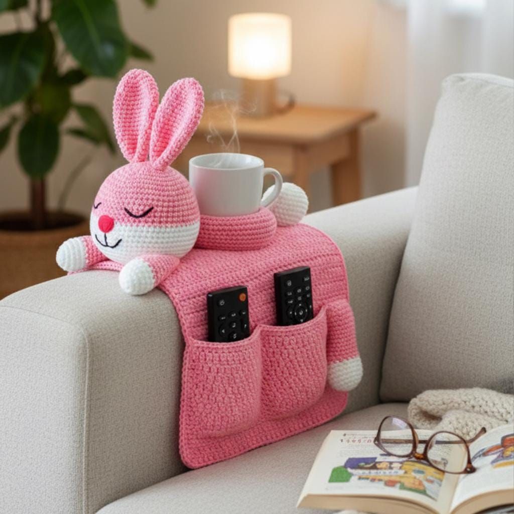 Crochet Bunny Sofa Armrest Organizer