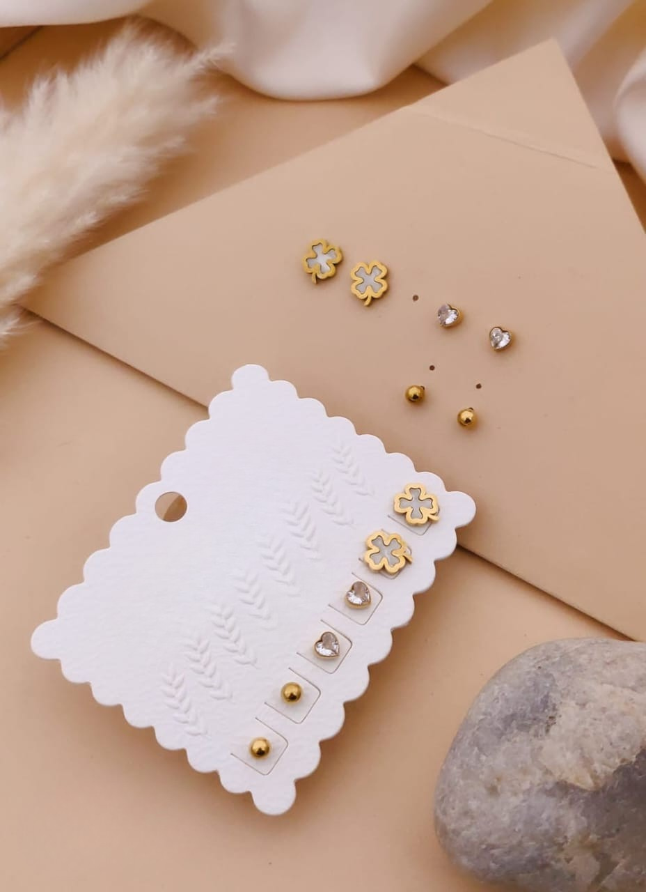 Minimalist Gold & Silver Stud Earring Set