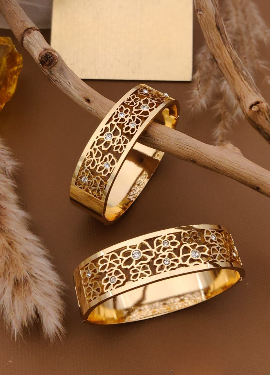Floral Gold-Plated Bangles
