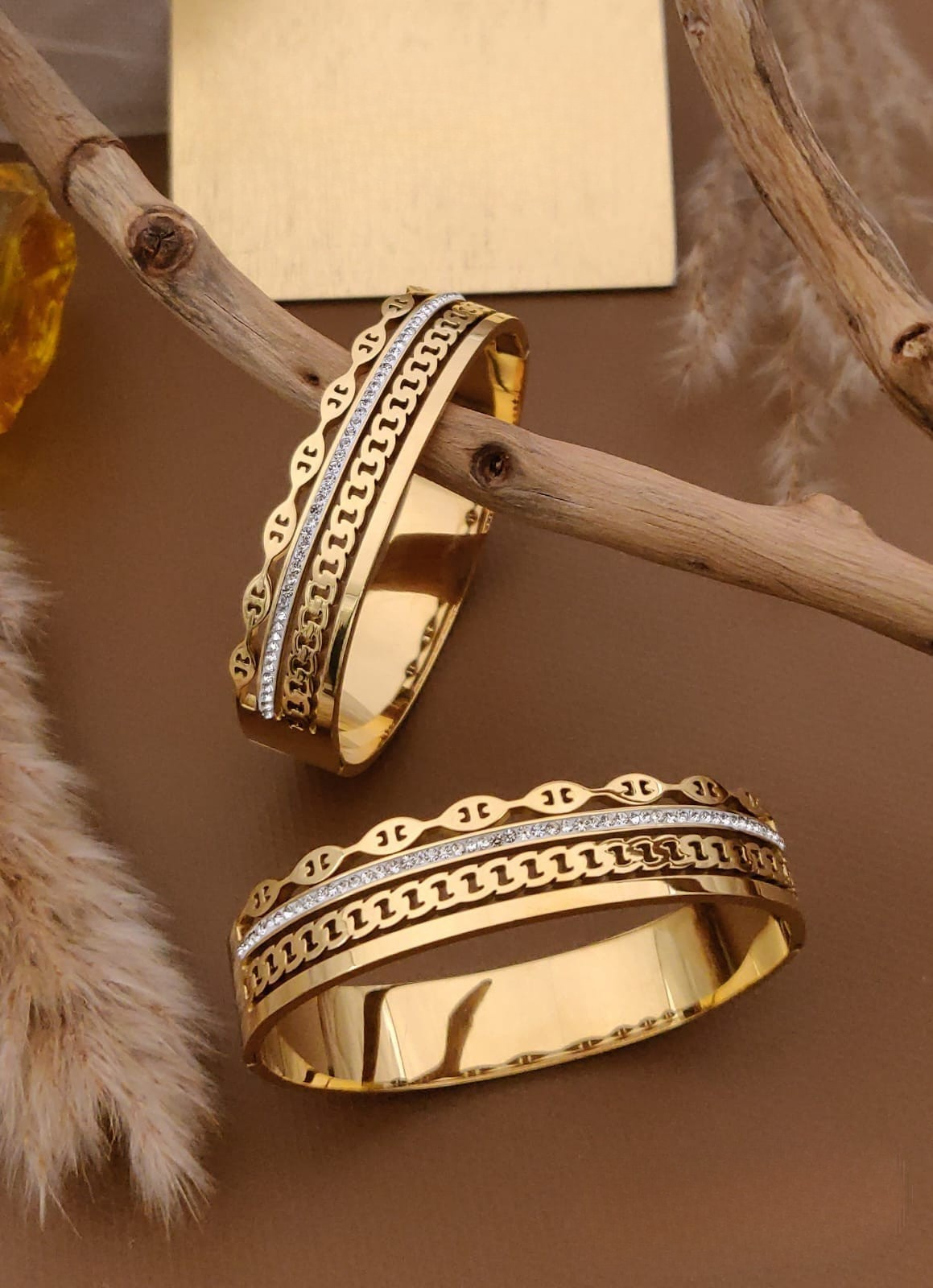 Elegant Gold-Plated Couple Rings