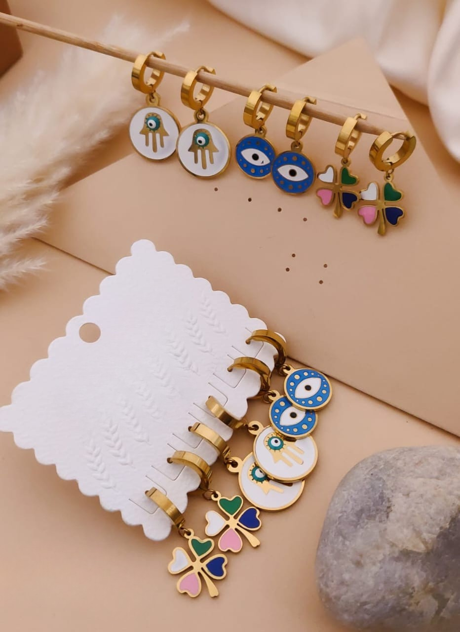 Gold-Plated Charm Hoop Earrings Set