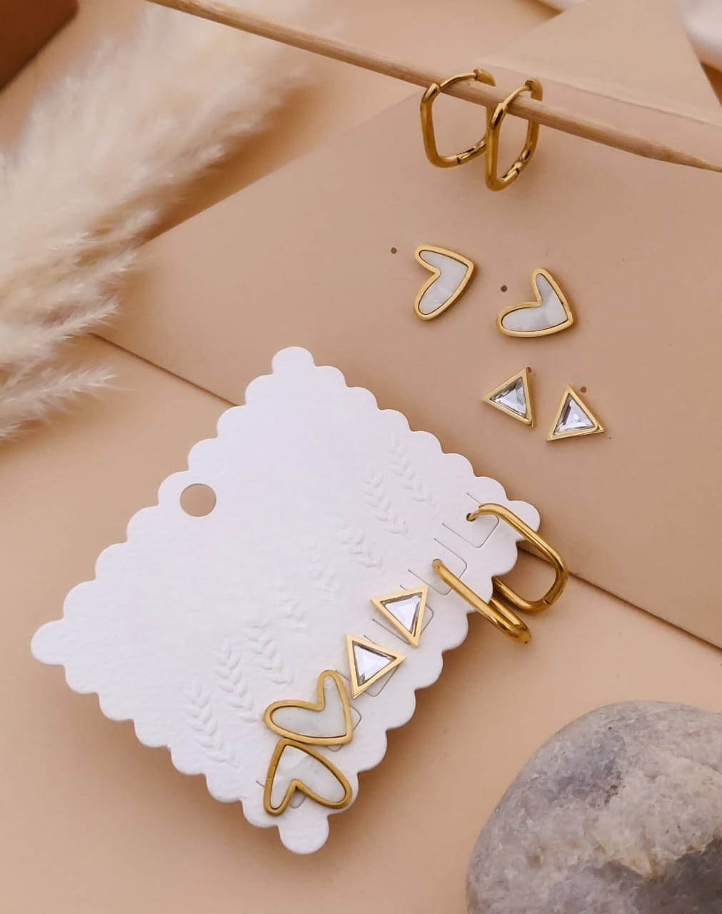 Geometric Gold Earring Set