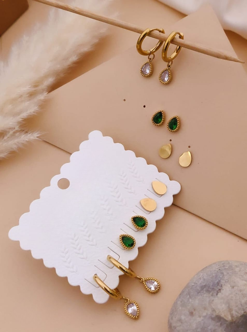 Elegant Gold-Tone Earring Set