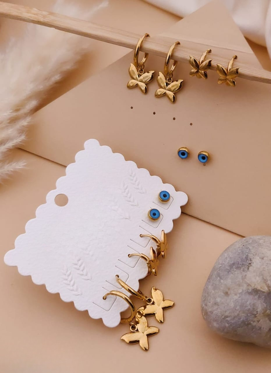 Butterfly & Evil Eye Earring Set