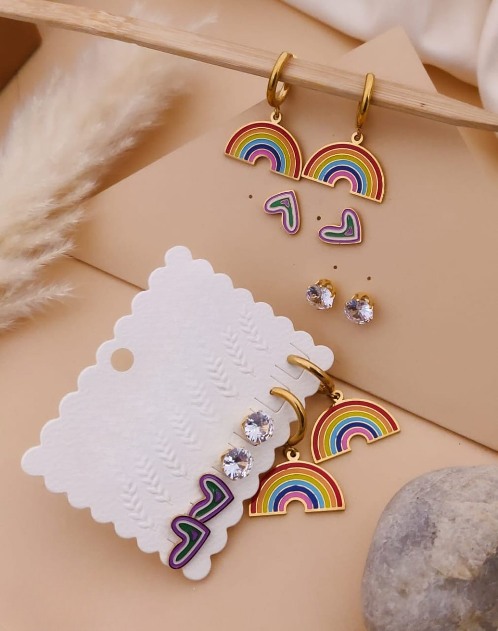 Rainbow Charm Earring Set