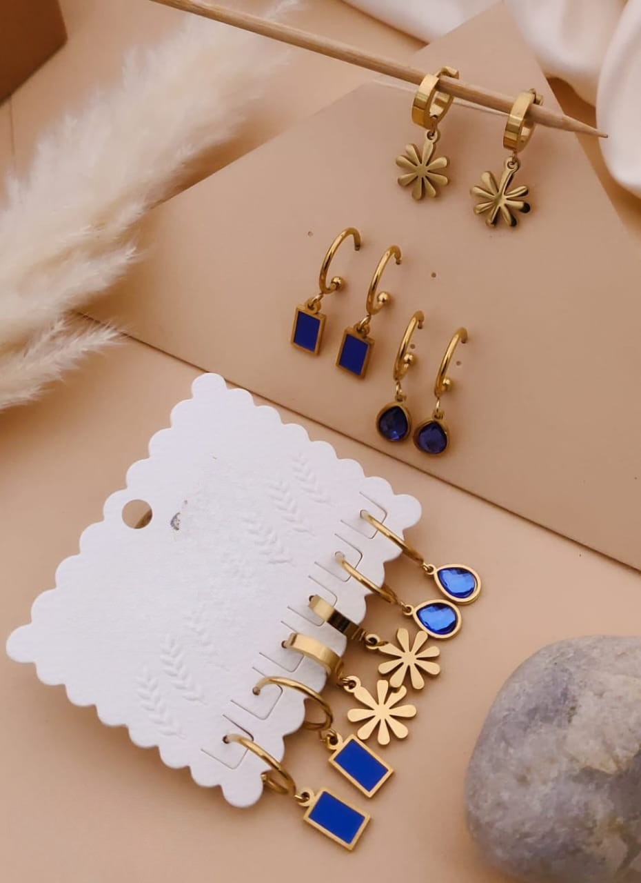 Gold-Plated Dangle Earrings Set