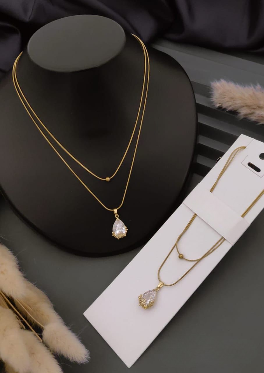 Elegant Gold Plated Pendant Necklace Set