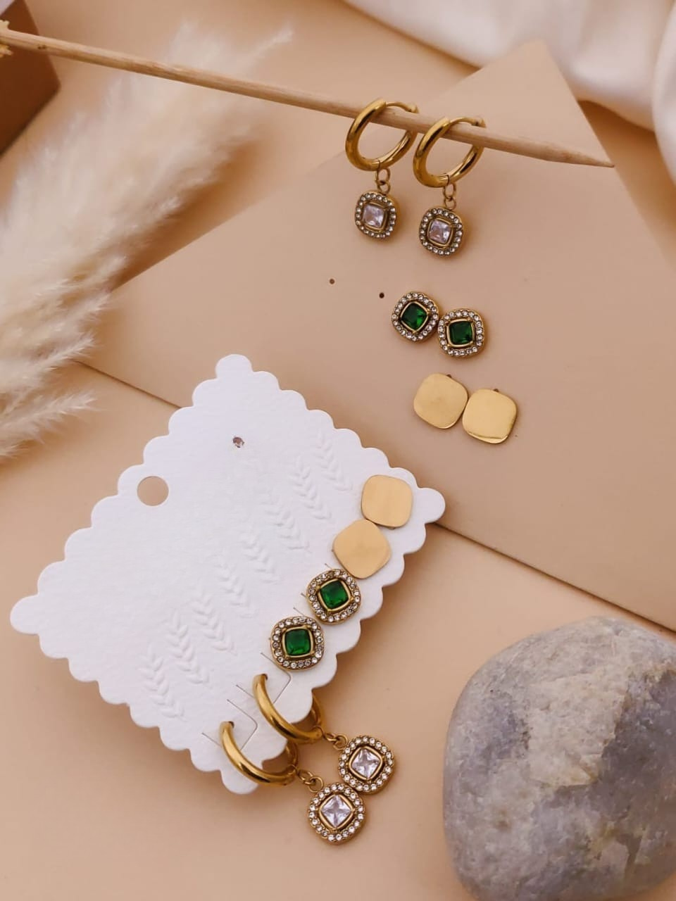 Elegant Gold-Plated Earrings Set