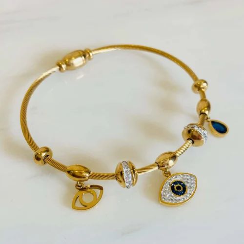 Gold Evil Eye Charm Bracelet