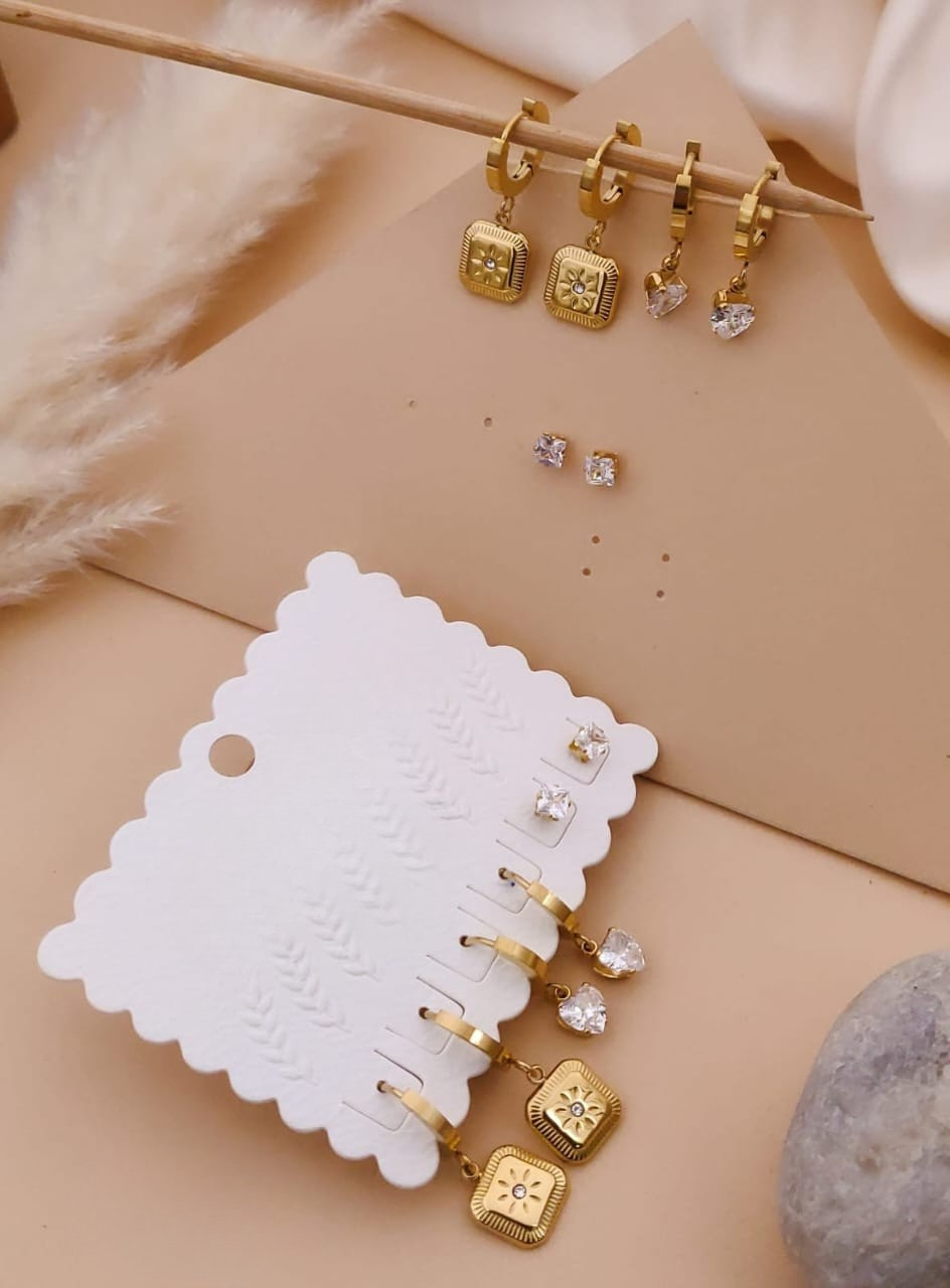 Elegant Gold & Crystal Earring Set