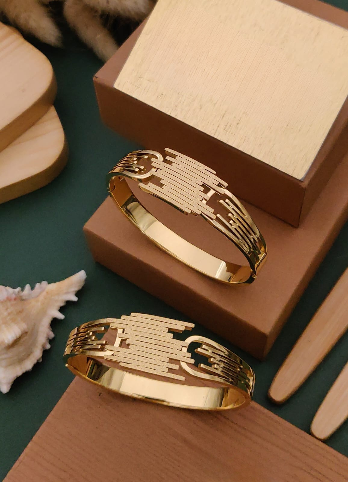 Geometric Gold Bangles